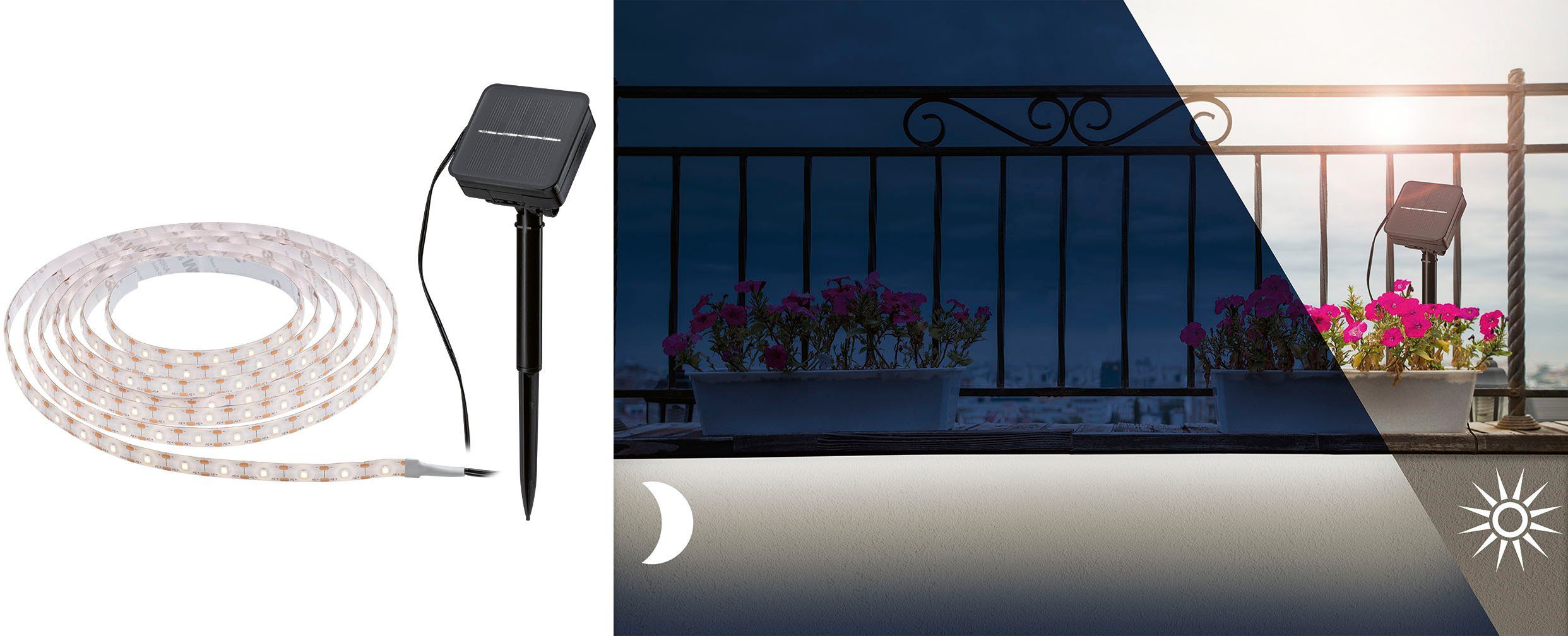 Paulmann Led-strepen Solar met Dämmerungssensor IP44 3m 2700K 0,3W Zwart (1 stuk)