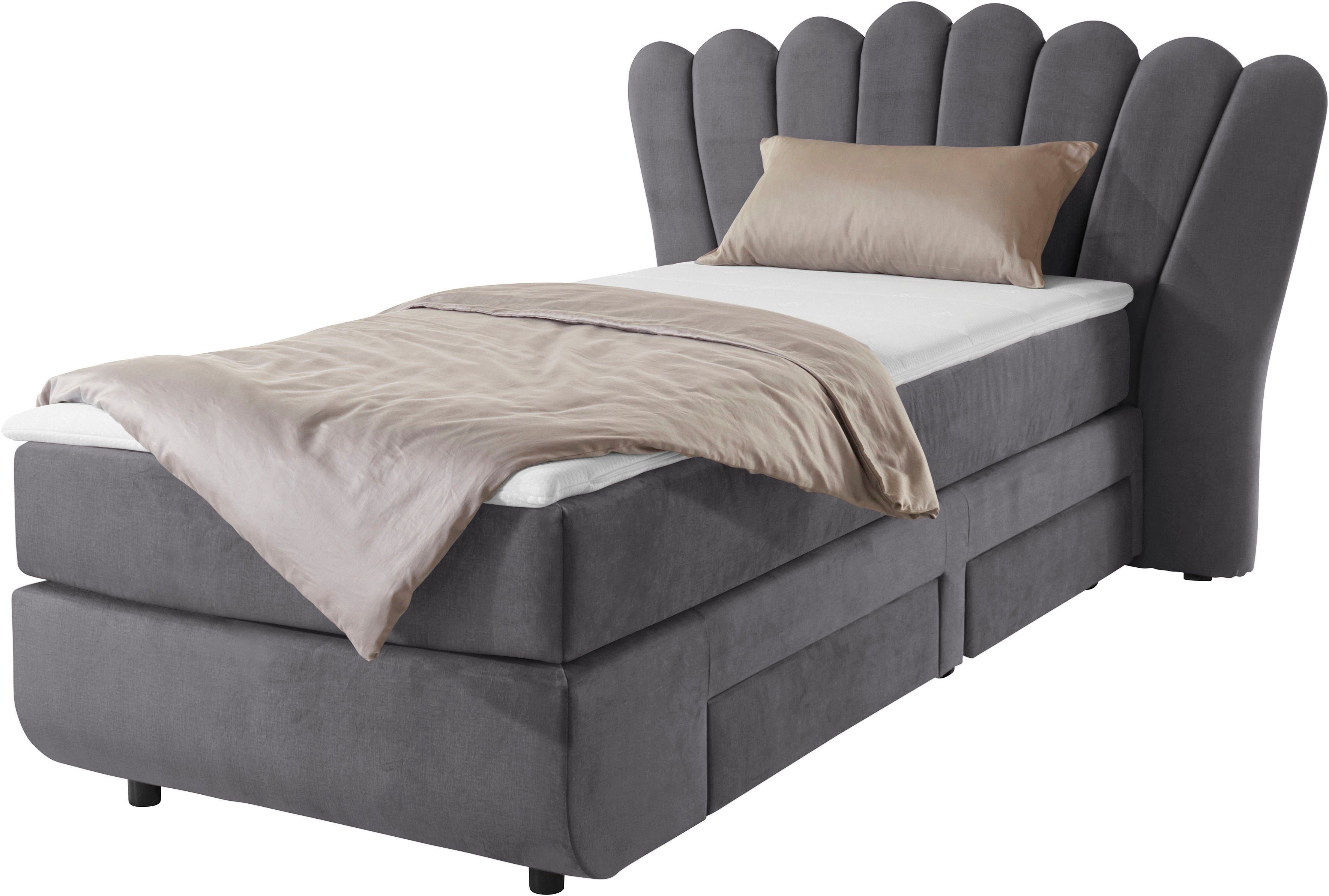 Leonique Boxspring Fleurir Breedte 90 cm- met praktische laden! Topmatras inclusief! In 3 verschillende ligbreedtes: 90, 140 en 180 cm.