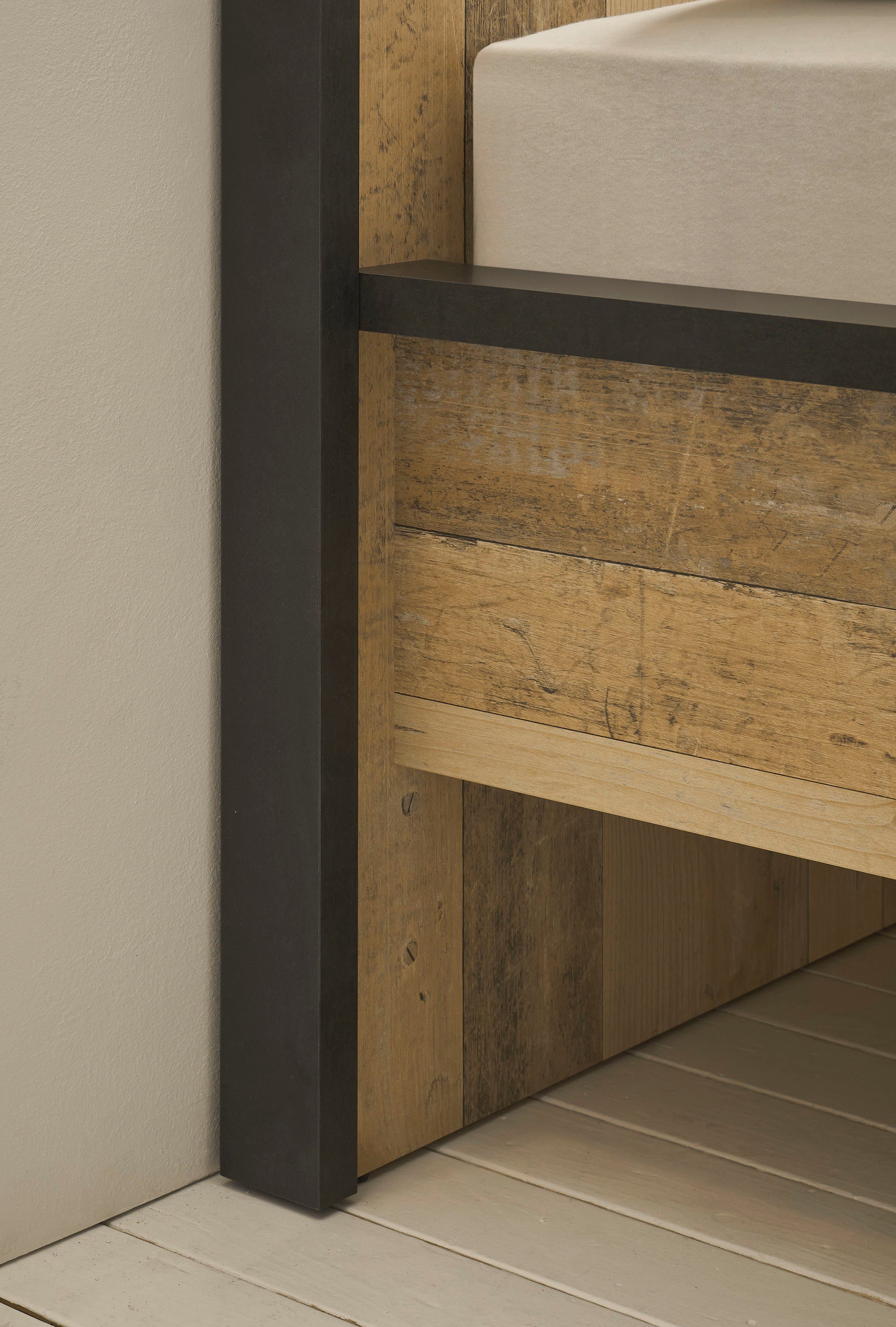 Home affaire Slaapkamerserie Sherwood Ligoppervlak 140 x 200 cm, kast 3-deurs 162 cm breed (4-delig)