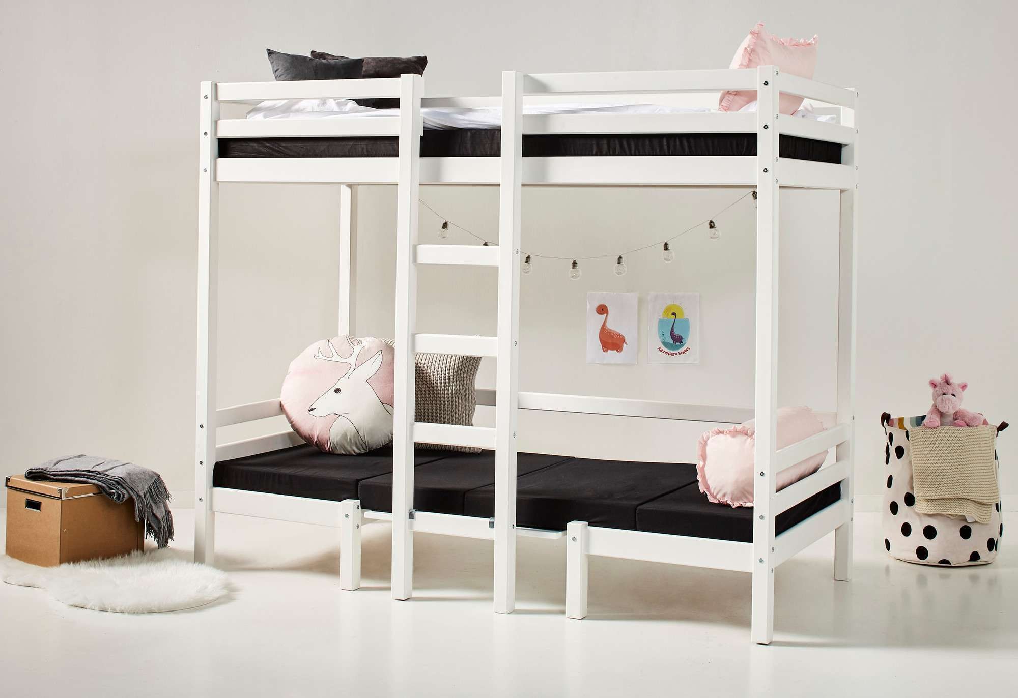 Hoppekids Stapelbed ECO Dream JUMBO hoogslaper, met zitgroep om te bouwen tot stapelbed