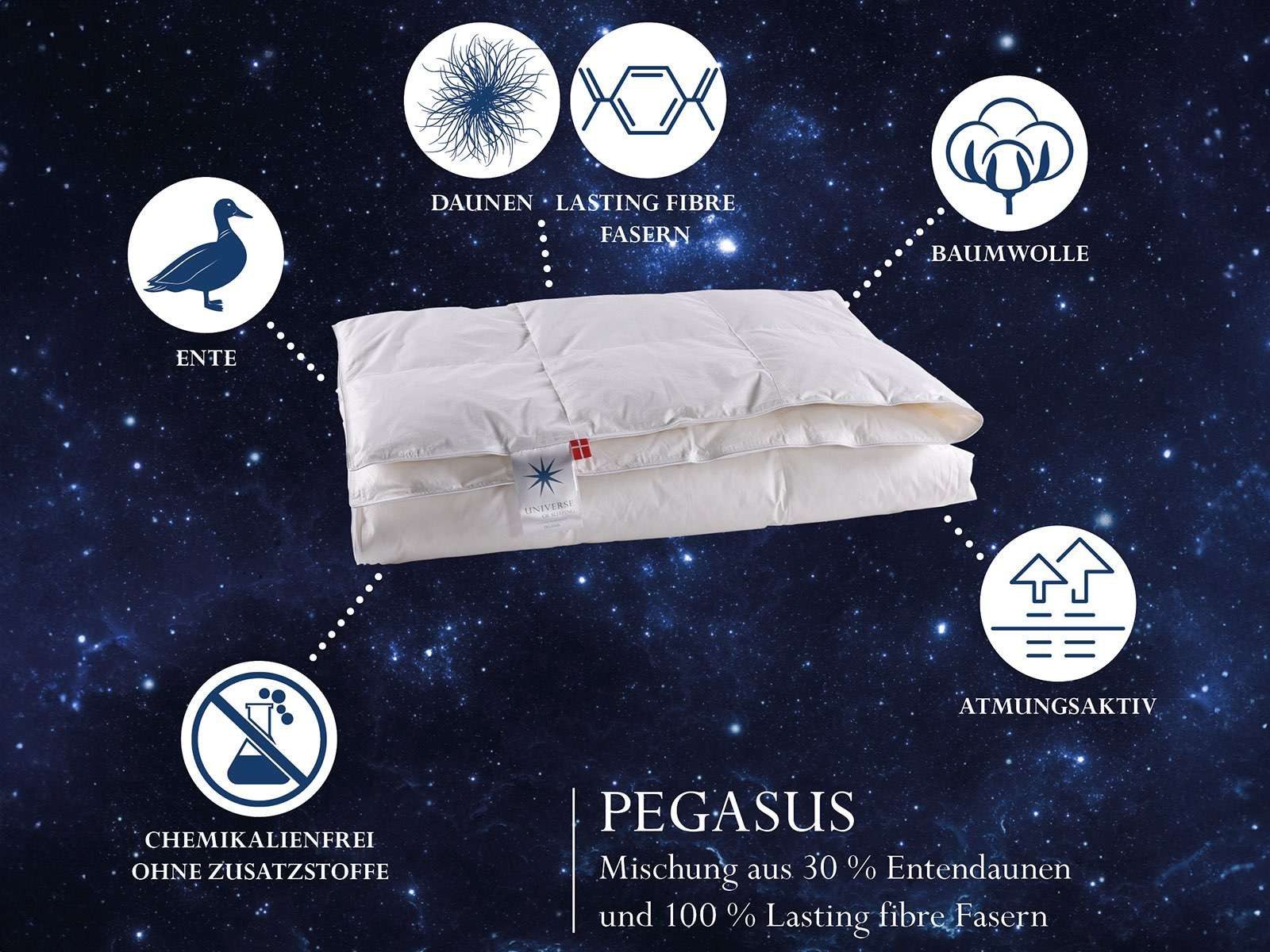 UNIVERSE OF SLEEPING Synthetisch dekbed Pegasus, onderhoudsvriendelijk, allergievriendelijk, 3 warmtestanden, Made in Denmark Normaal