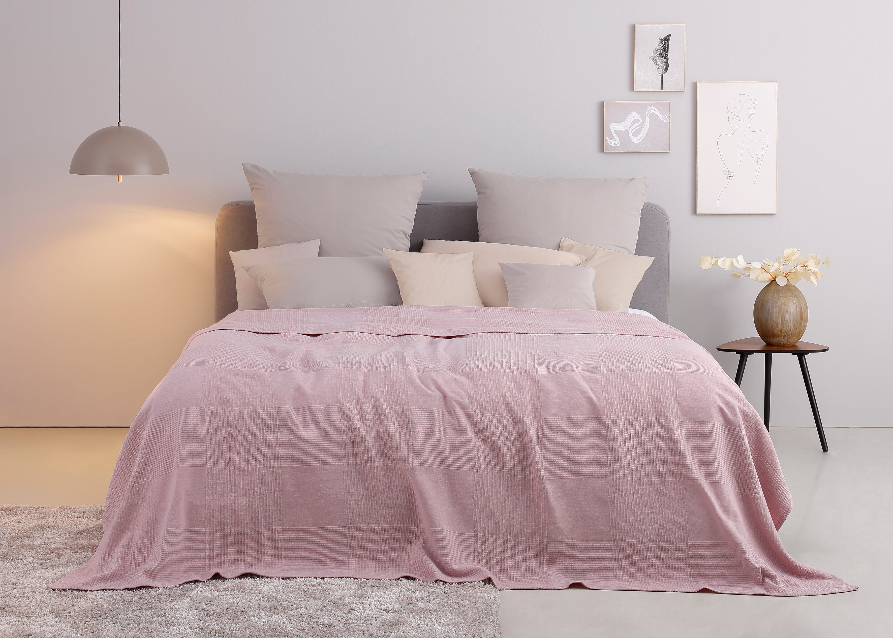 my home Sprei Mira lichte sprei van 100% katoen, uni foulard, zonder vulling