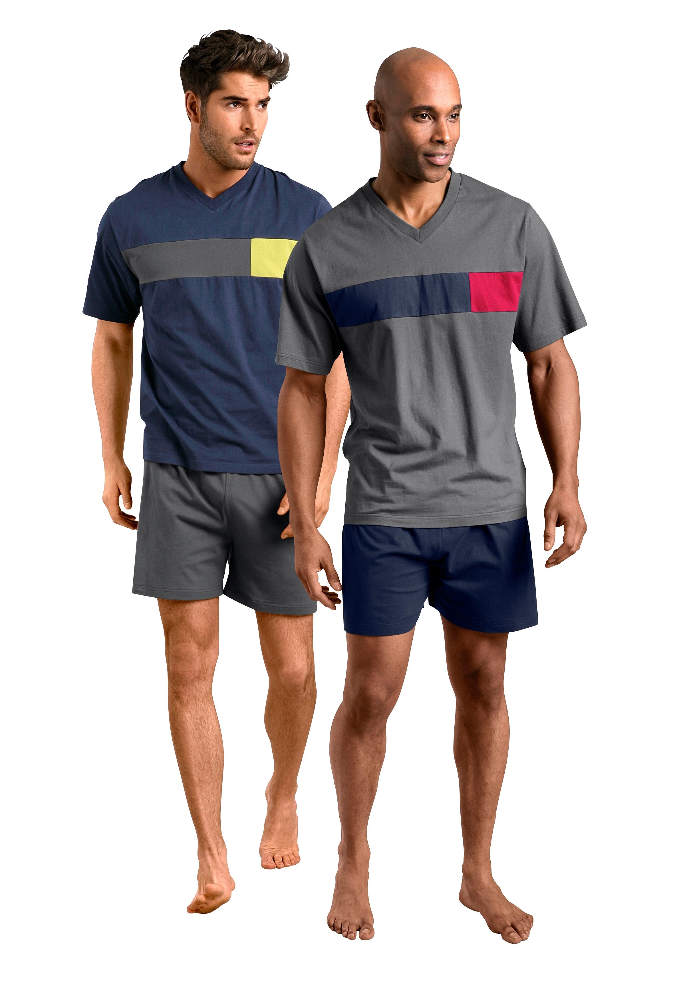 le jogger® Pyjama met colourblock-inzetten (4-delig, Set van 2)