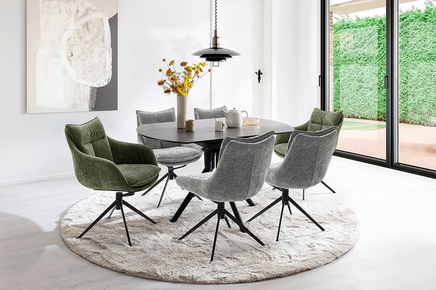 MCA furniture Eetkamerstoel (2-set), draaibaar 360°, draai- & schommelfunctie, belastbaarheid 120 kg
