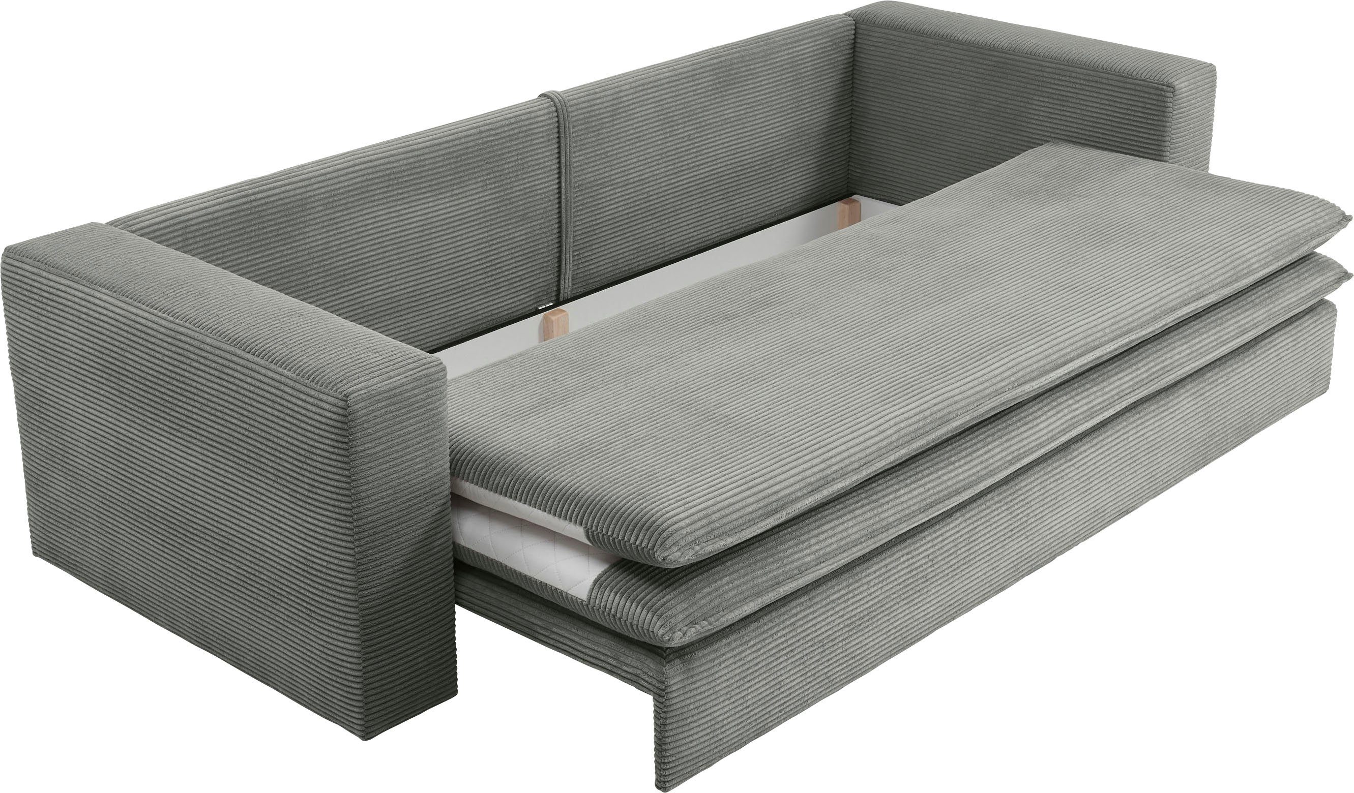 Places of Style 3-zitsbank PIAGGE Cord-bekleding - met slaapfunctie en bedkist, met praktische topmatras