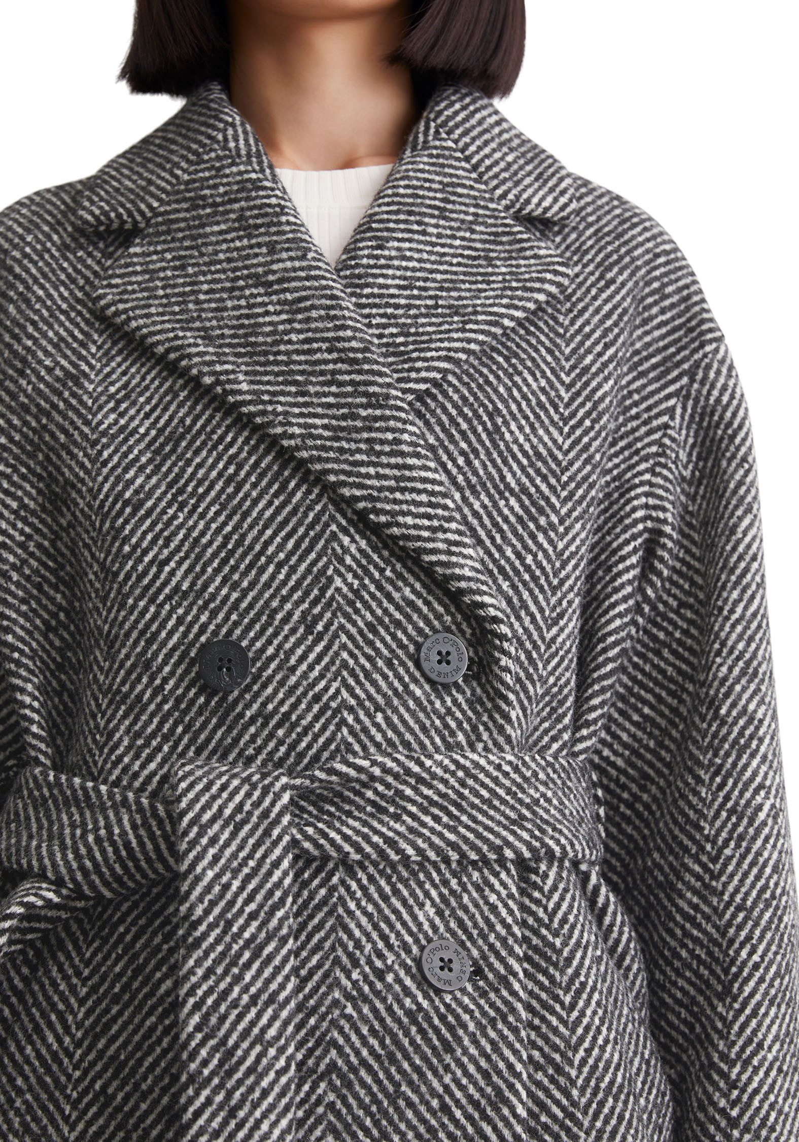 Marc O'Polo DENIM Lange jas Markante visgraat-wolmix