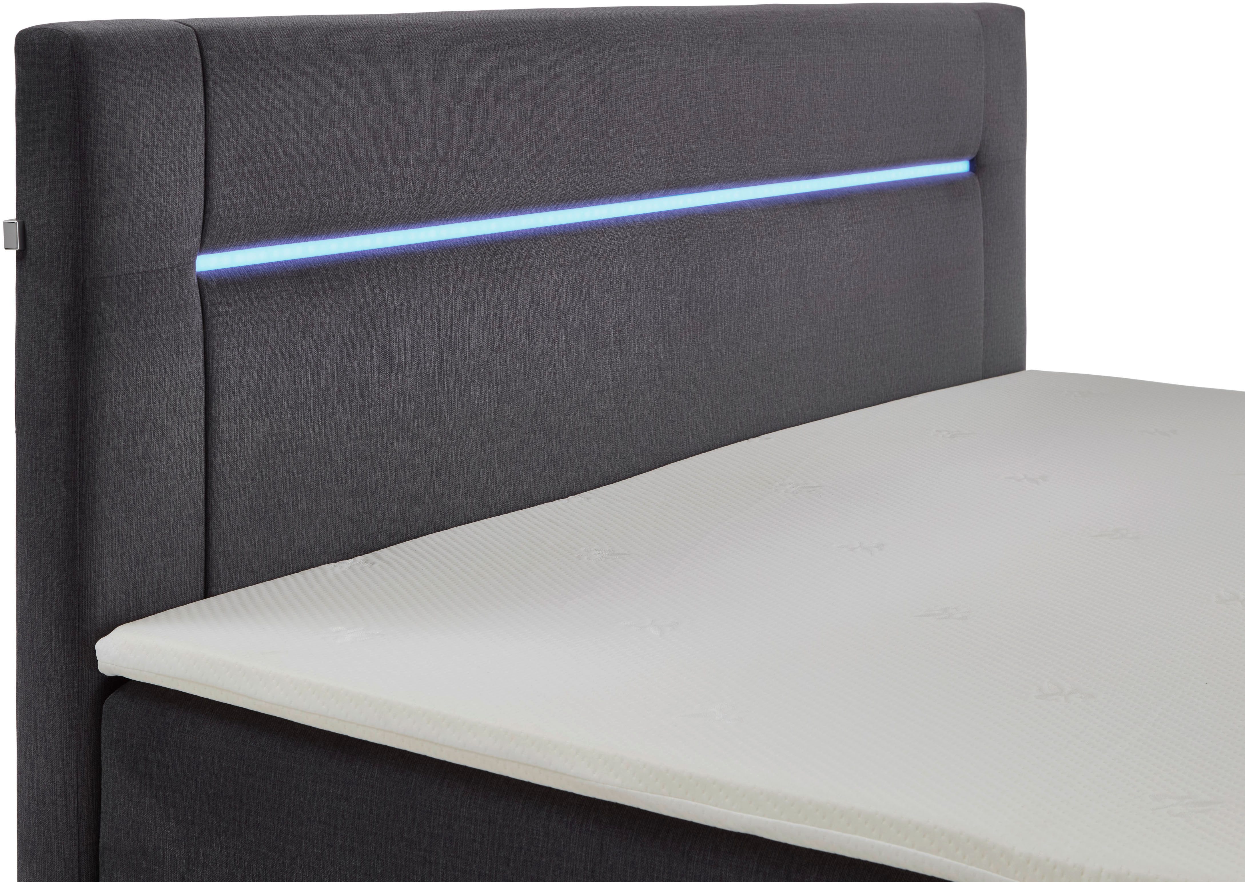 INOSIGN Boxspring Escalon LED met opbergruimte, inclusief topper, LED-lichtstrip in het hoofdeinde