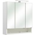 pelipal spiegelkast quickset 953 breedte 65 cm, 3-deurs, ledverlichting, schakelaar-contactdoos, deurdemper, open bergruimte wit