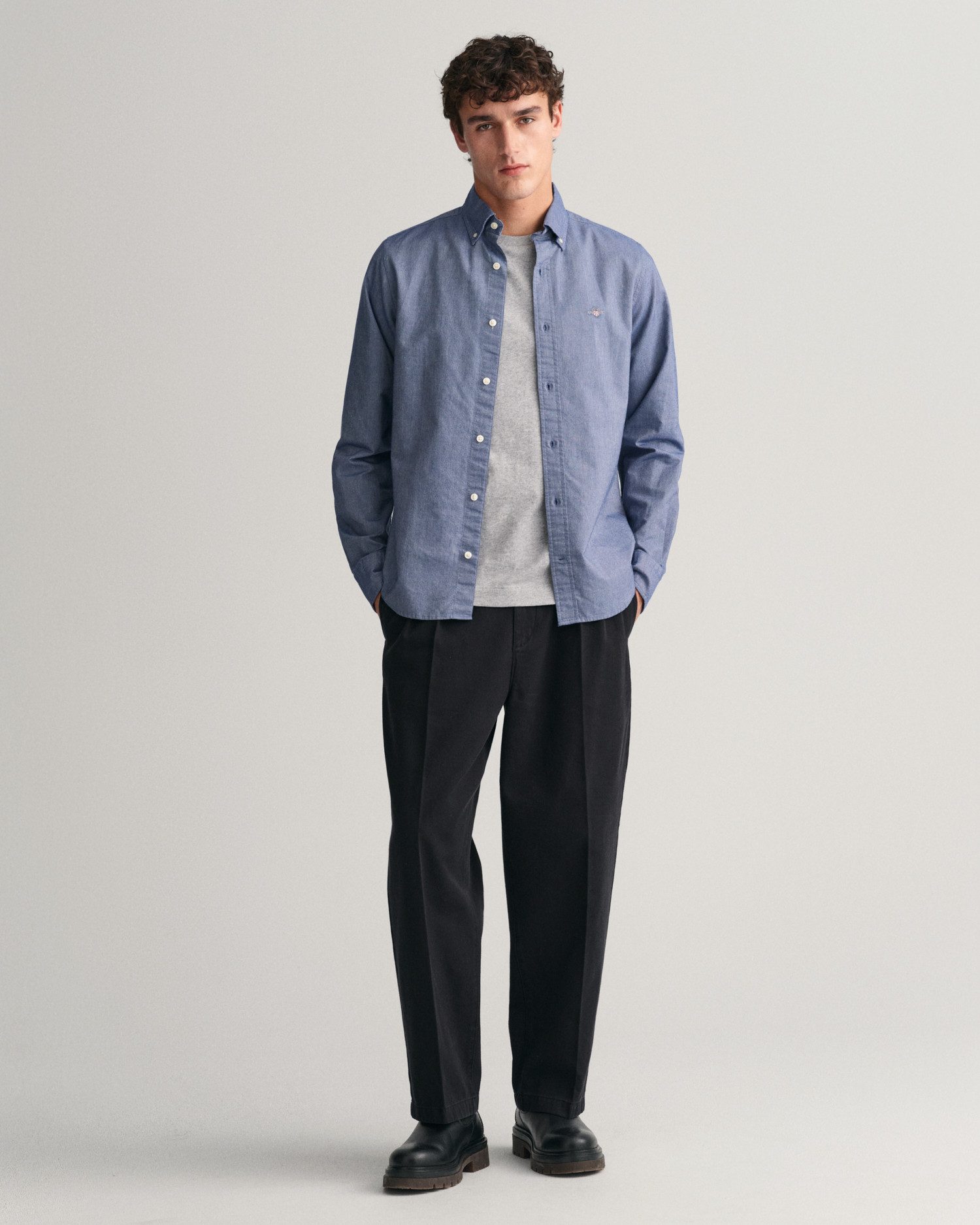 Gant Overhemd met lange mouwen Slim fit Oxford overhemd gestructureerd duurzaam dikker