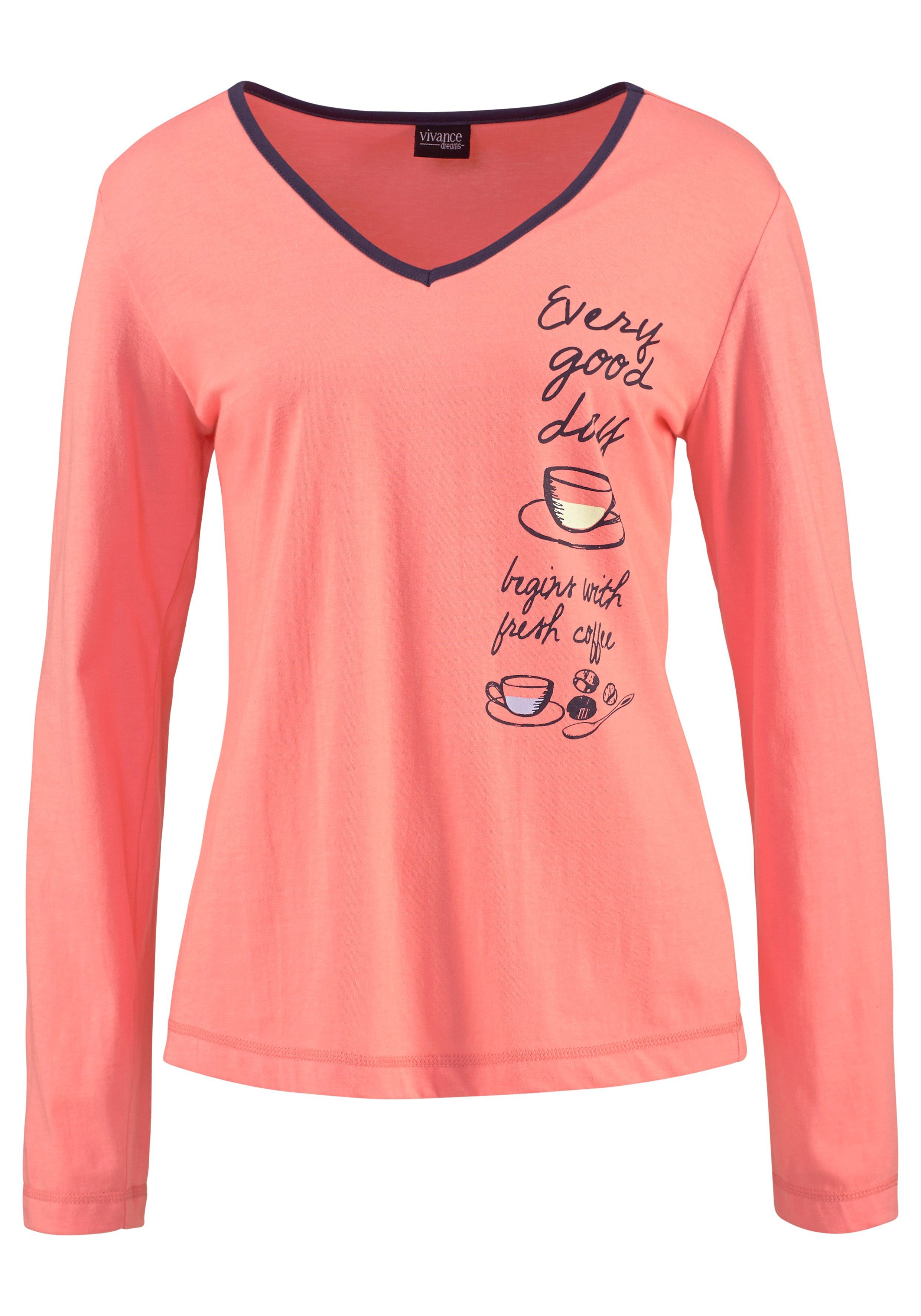 Vivance Dreams Pyjama met print opzij (4-delig, Set van 2)