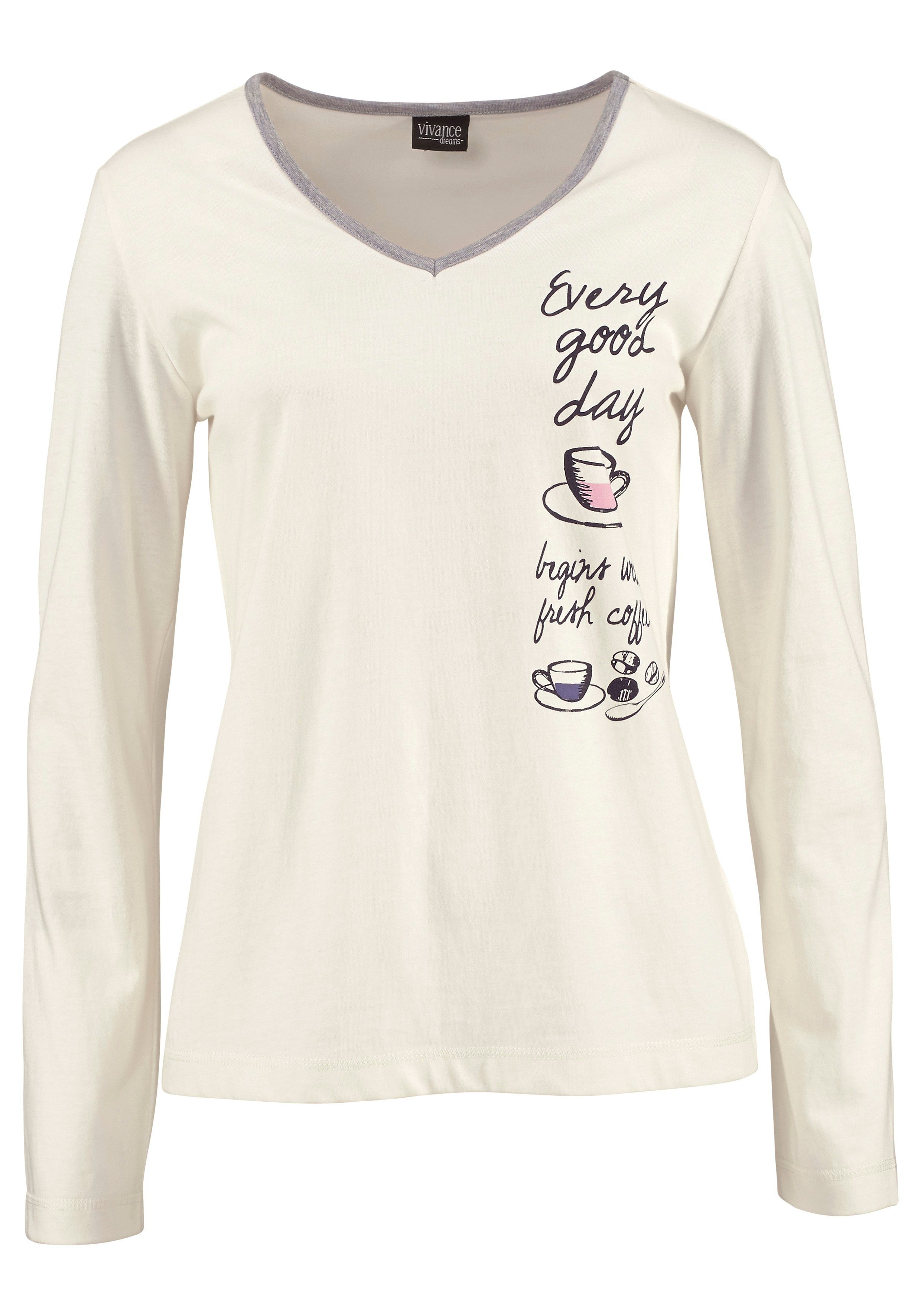 Vivance Dreams Pyjama met print opzij (4-delig, Set van 2)