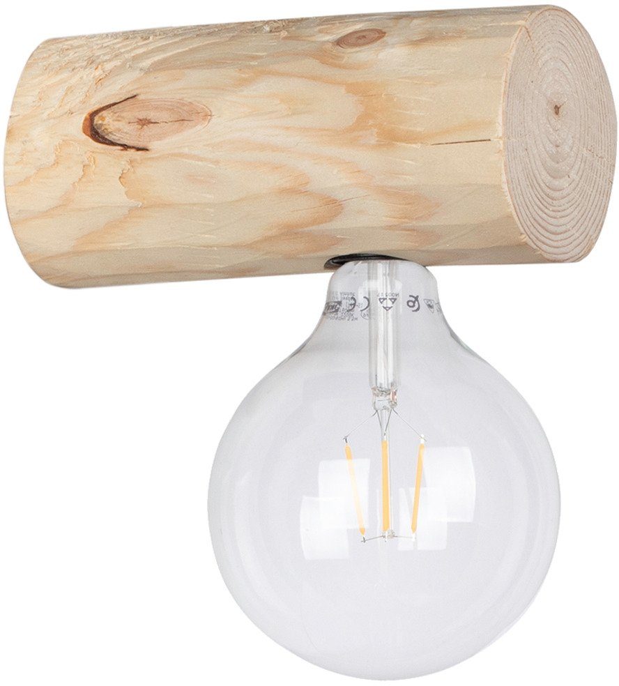 SPOT Light Wandlamp TRABO SIMPLE Houten balk van massief grenenhout Ø 8-12 cm, bijpassende LM E27/exclusief, Made in Europe