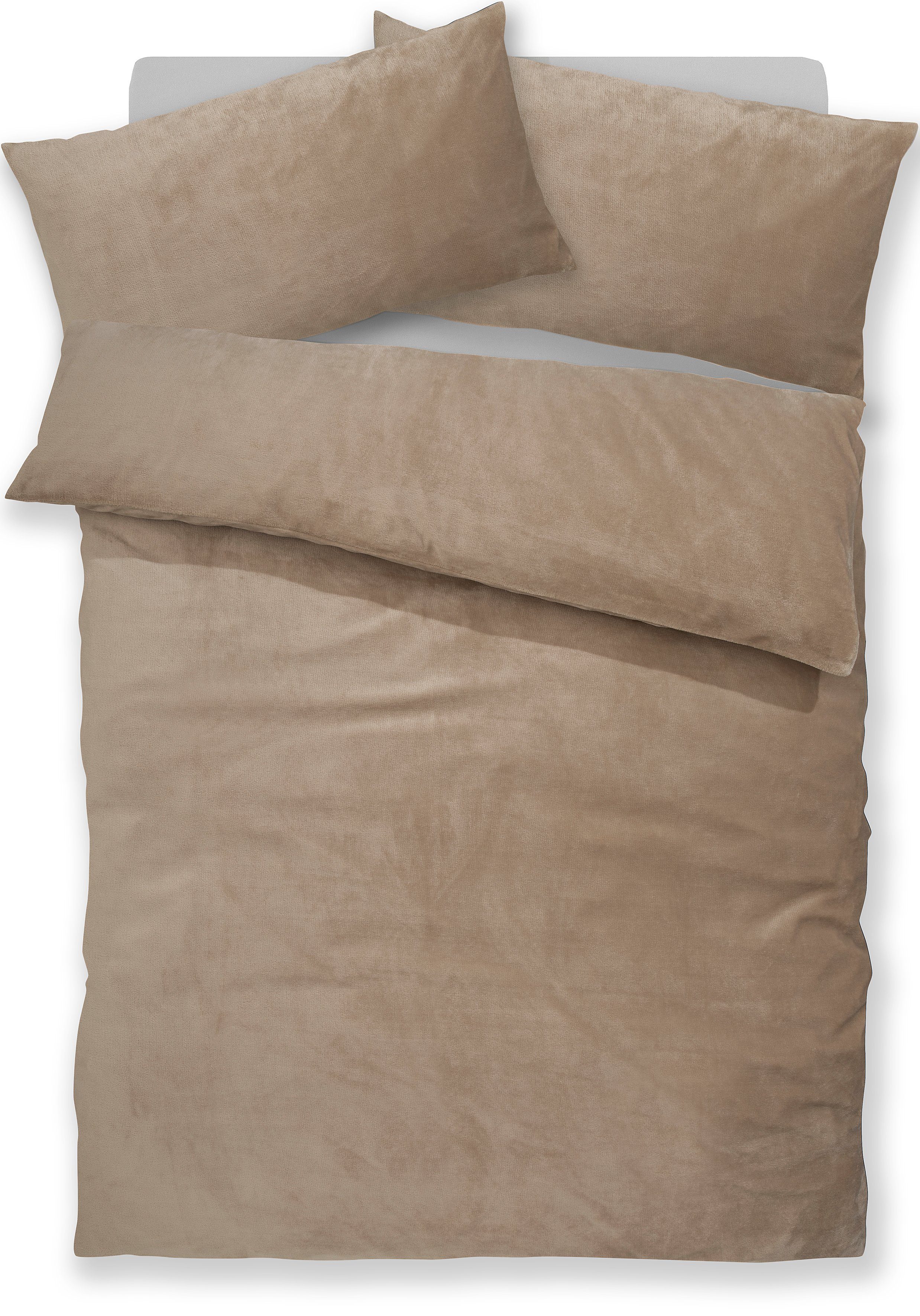 my home Overtrekset DESNER3 Beddengoed met rits, cashmere-touch, knuffelig & zacht dekbedovertrekken beige