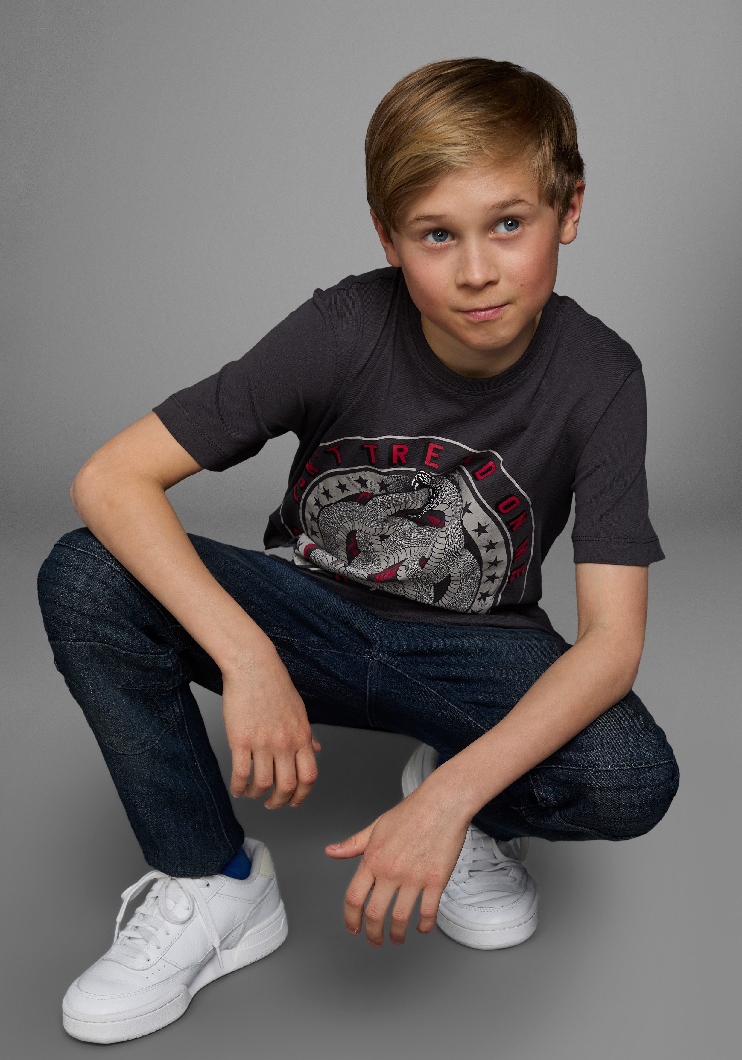 KIDSWORLD T-shirt Korte mouwen, basic pasvorm, met modieuze print, ronde hals