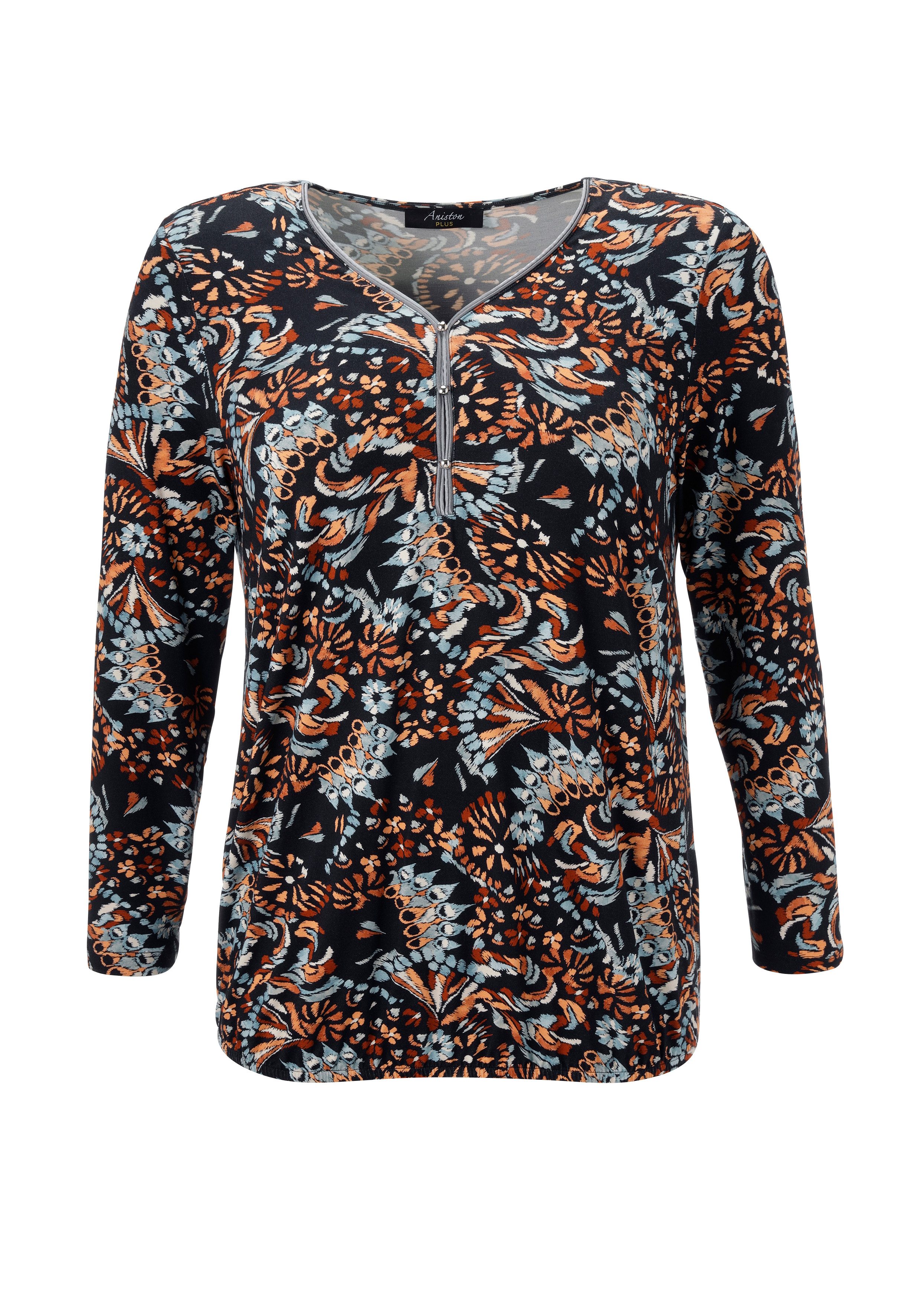Aniston PLUS Shirt met lange mouwen met fantasierijke retroprint - nieuwe collectie