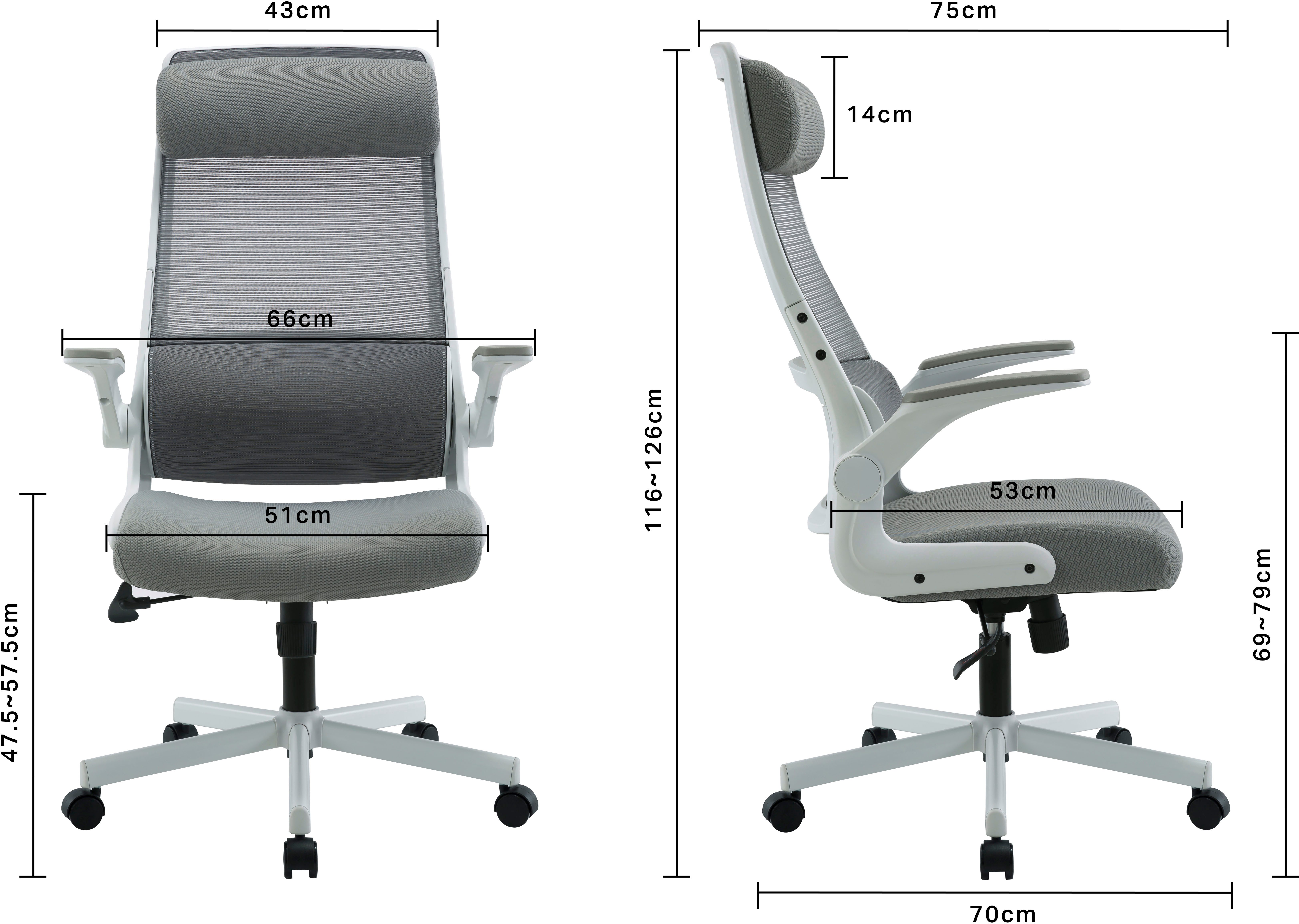 Places of Style Bureaustoel Menton, ergonomische bureaustoel inclusief kussen, lendensteun, modern ontwerp