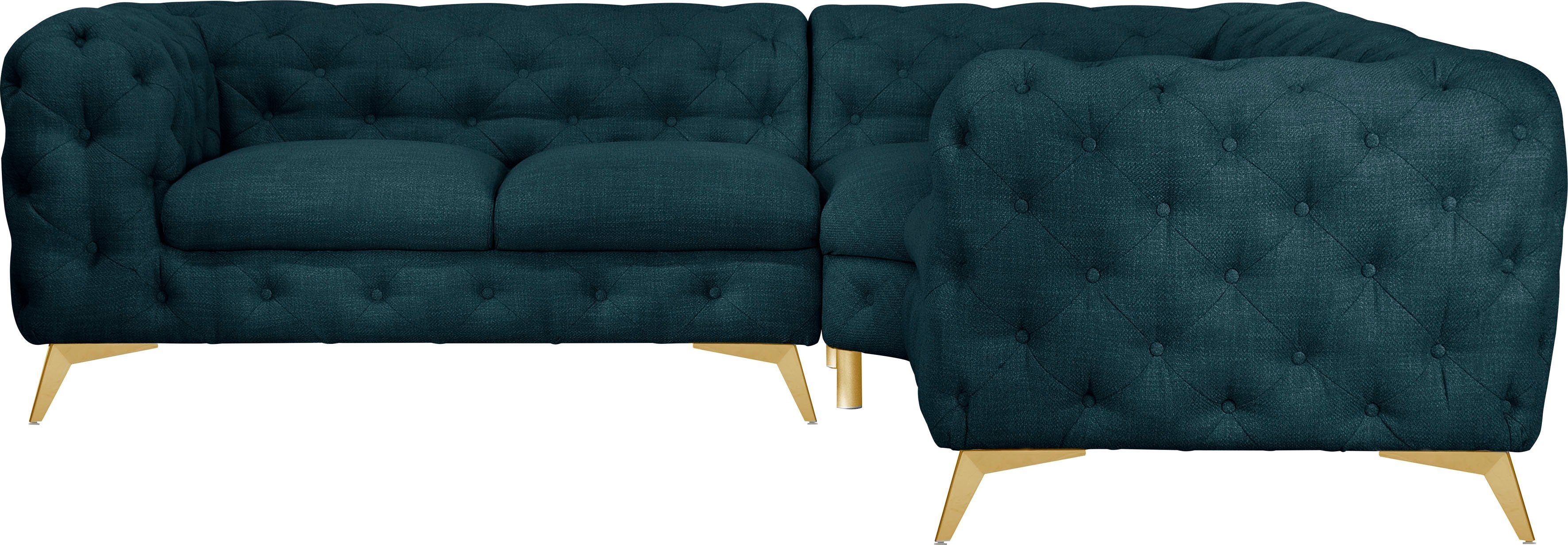 Leonique Chesterfield-bank Glynis L-vorm luxueuze capitonnage, moderne chesterfield look, kleur van de poten ter keuze