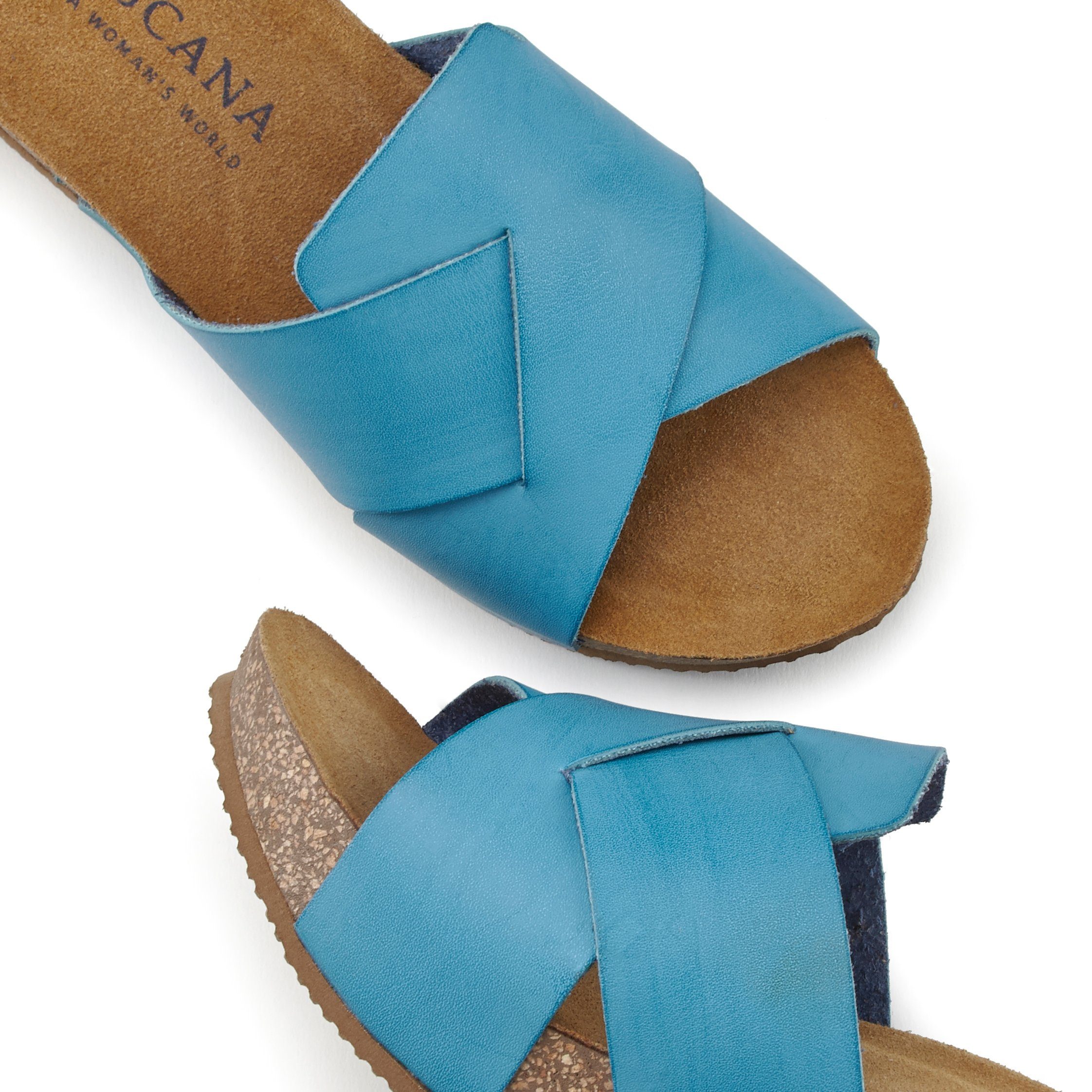Lascana Slippers Mule, sandaal, open schoen met kurkvoetbed en sleehak