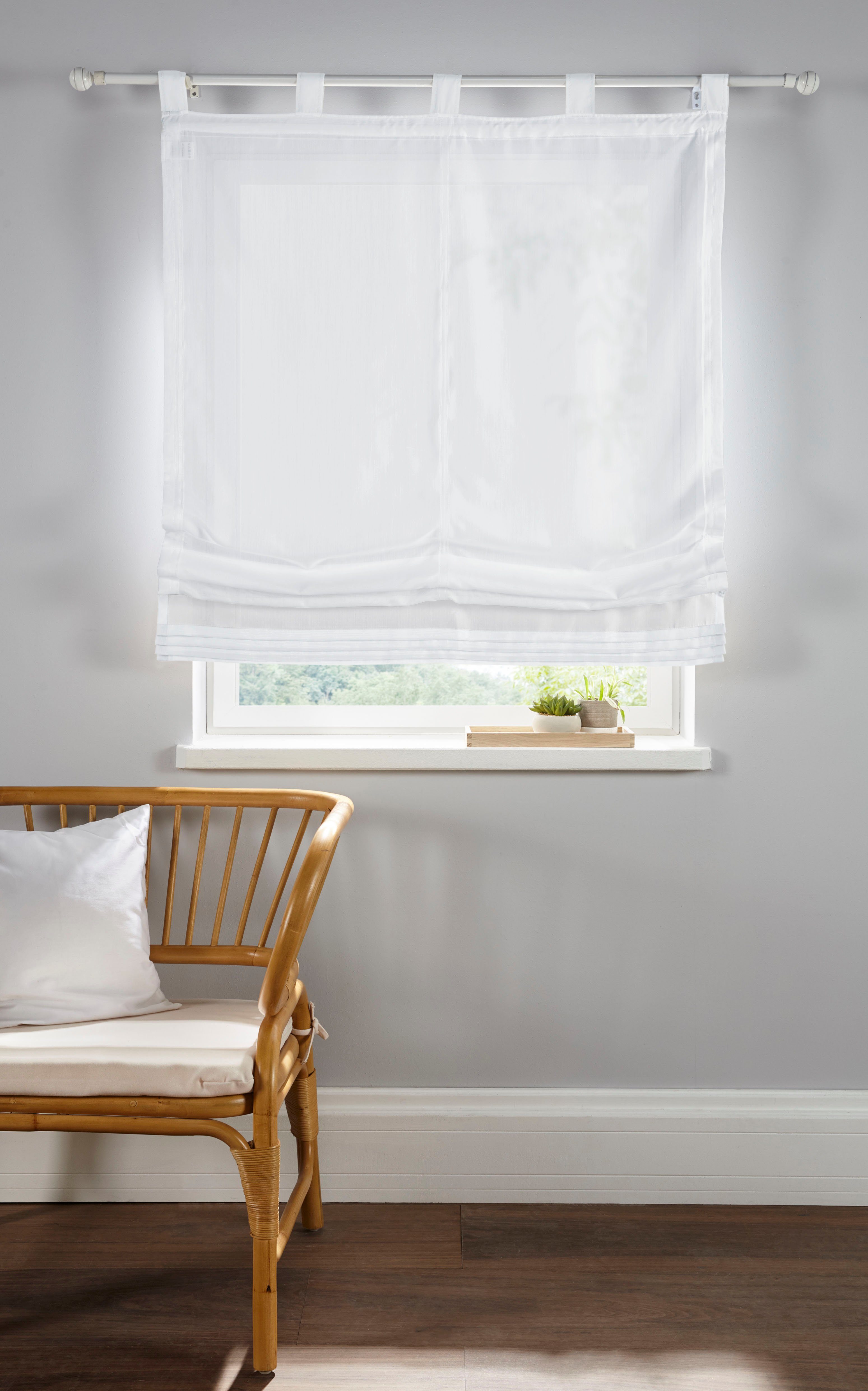 Home affaire Romeins rolgordijn Gander halftransparant, polyester, lussen (1 stuk) vouwgordijnen & jaloezieën maat H/B: 140/80 cm beige