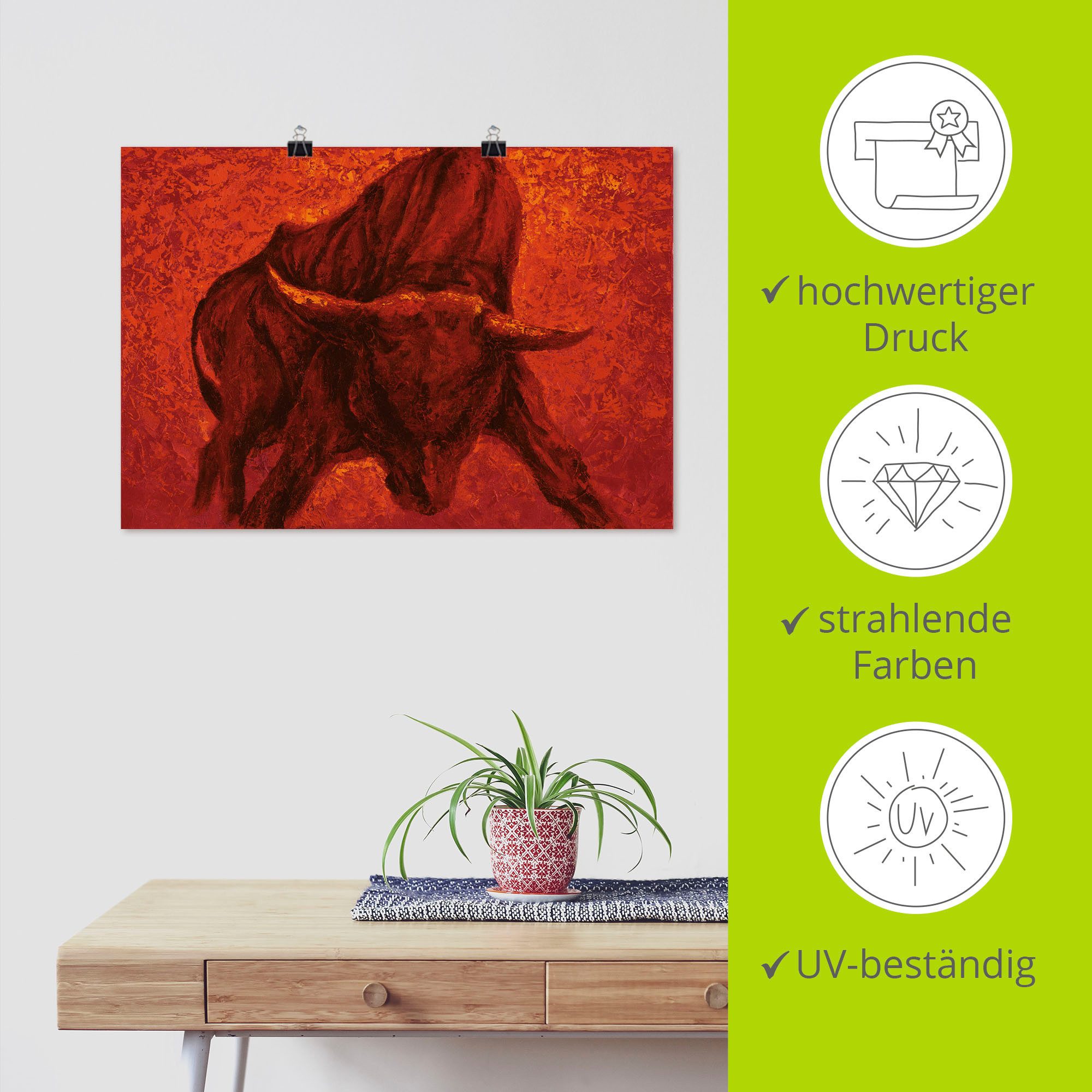 Artland Artprint Catalaanse Stier als artprint van aluminium, artprint voor buiten, artprint op linnen, poster, muursticker