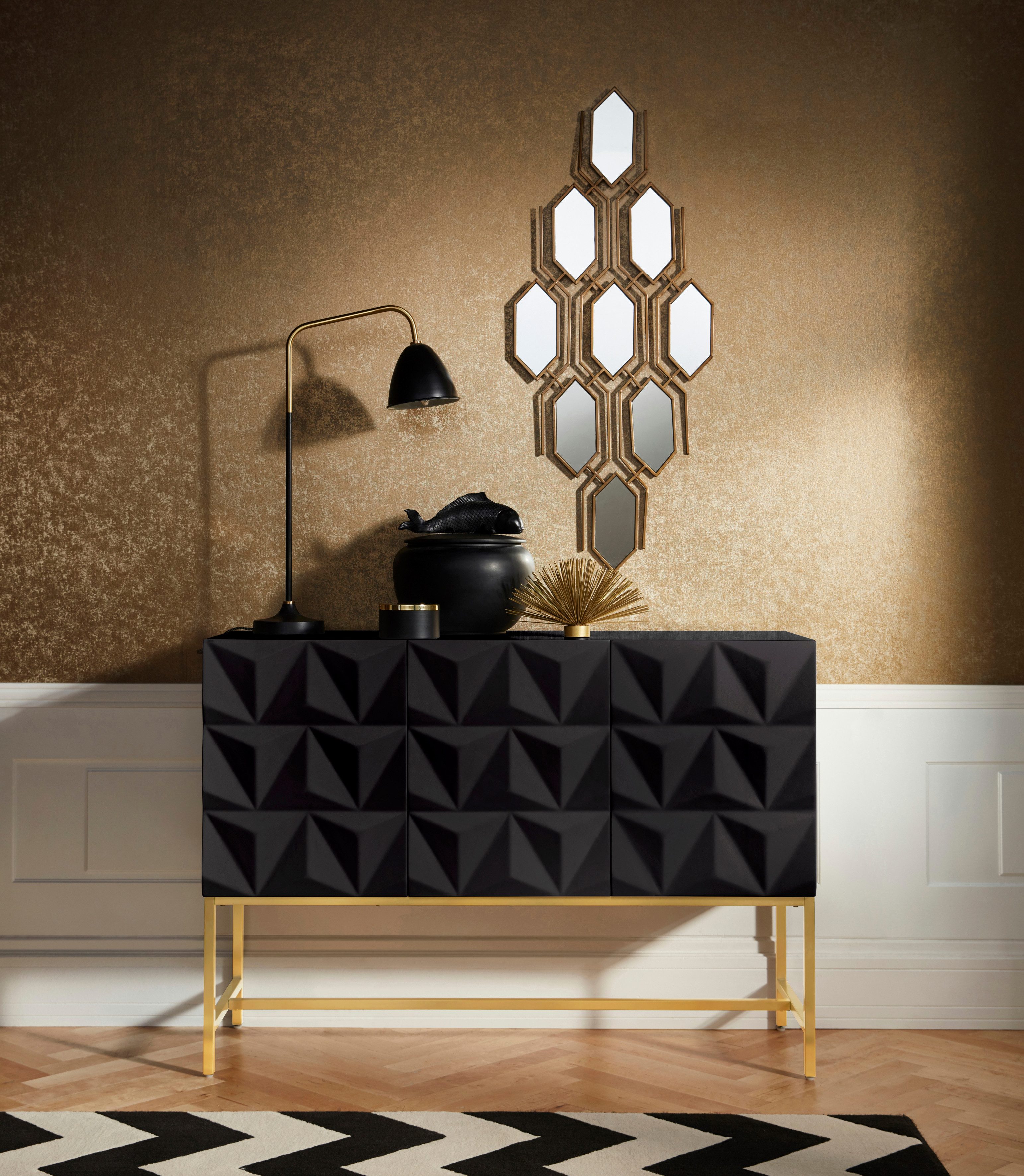 Leonique Dressoir Rovuma, TOPSELLER!, OTTOs keuze in 3d-look en met goudkleurig metalen frame