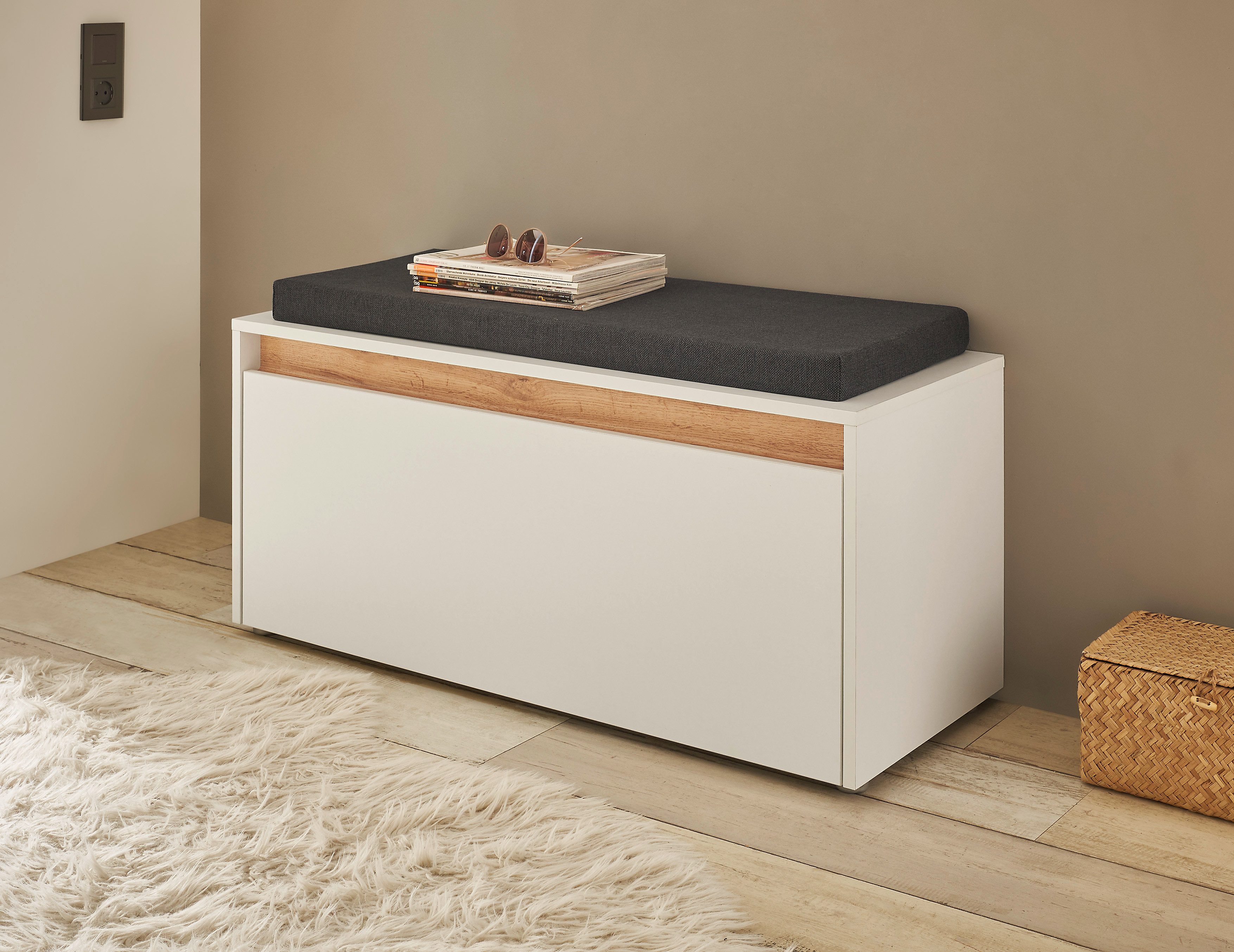 INOSIGN Schoenenbank GIRON/ CiTY, Schoenkast met klep, Zitbank in Wotan Eik