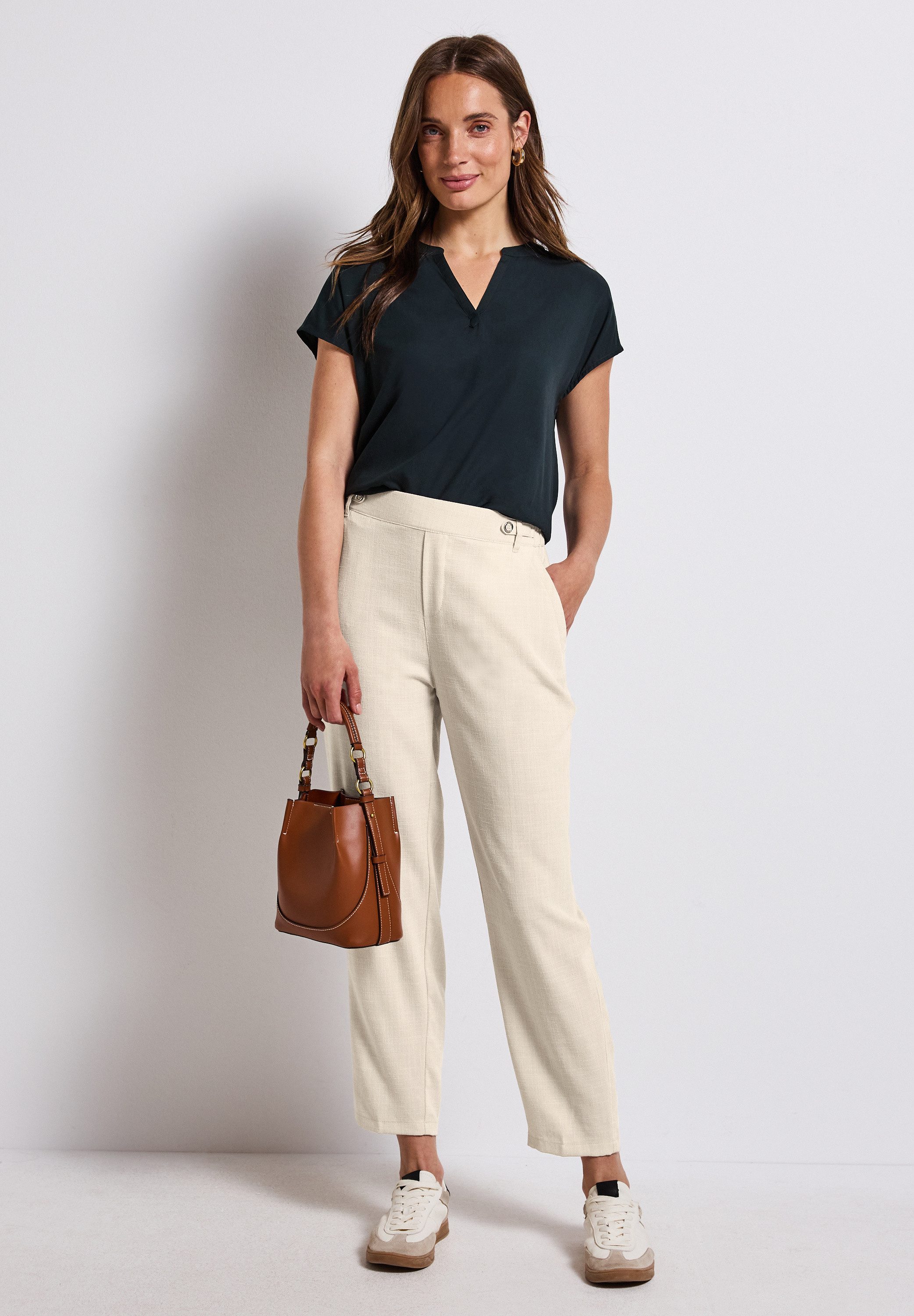 STREET ONE Chino met knoopdetail