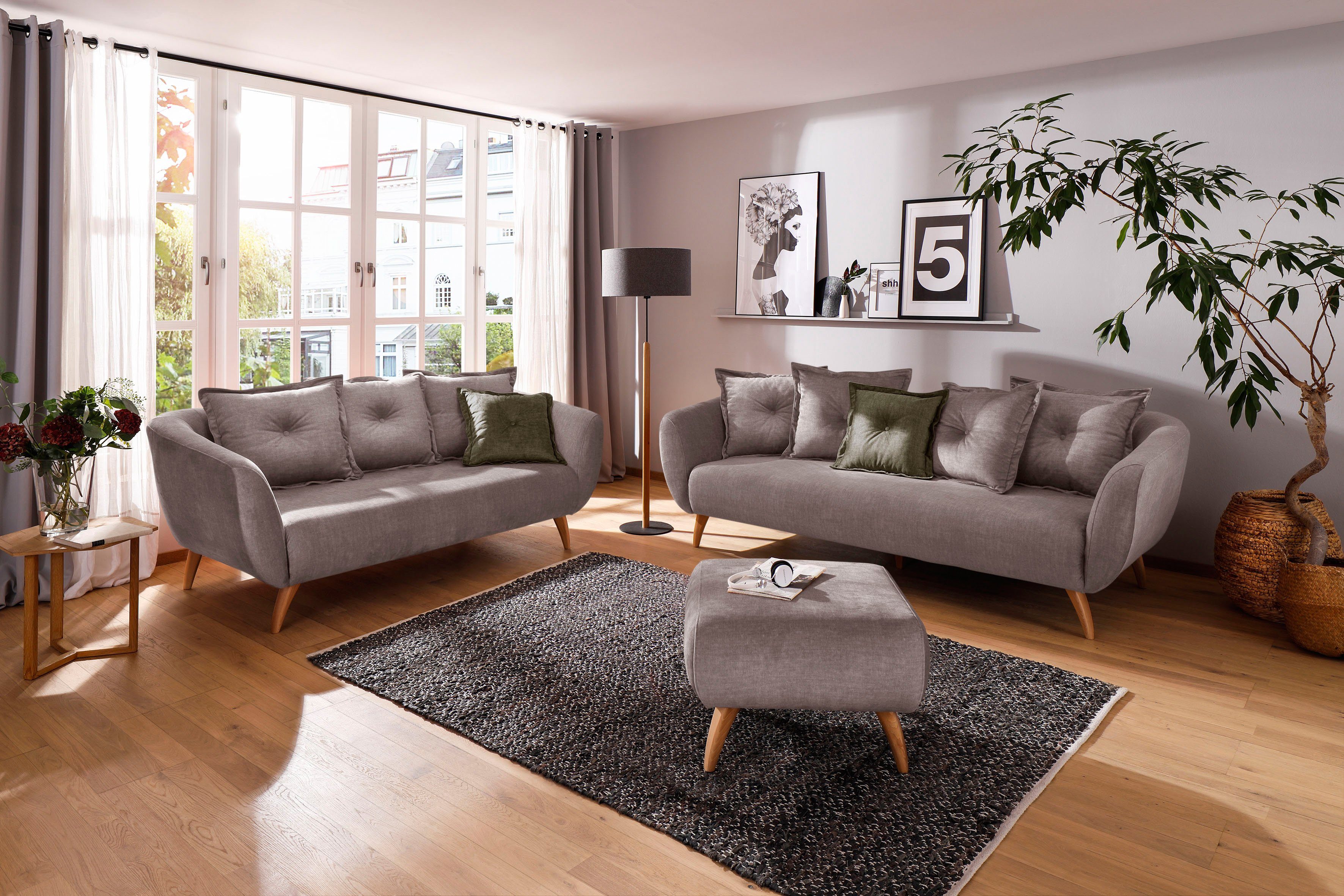 Home affaire 2,5-zitsbank Baggio modern en romantisch design, comfortabel