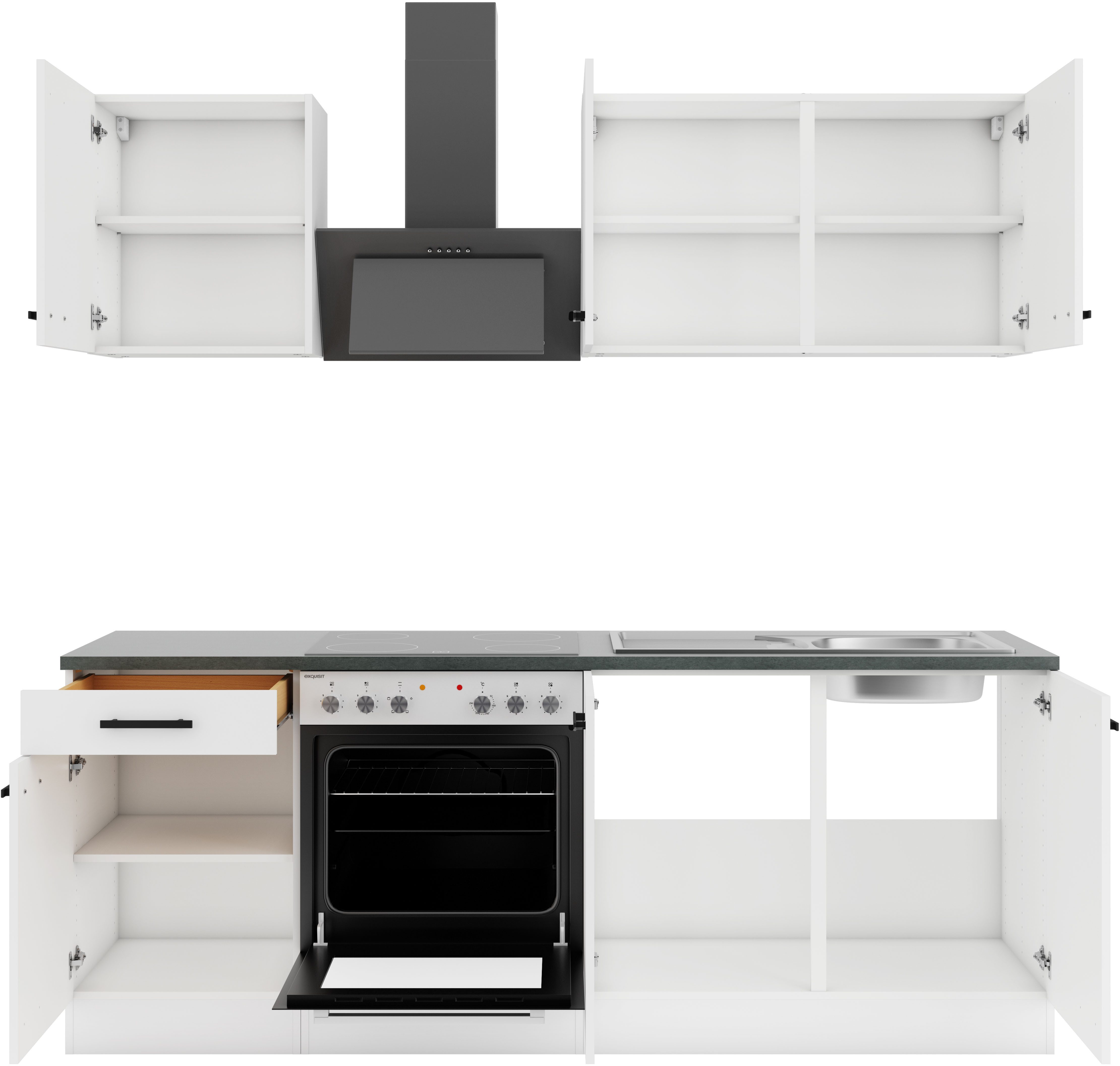 OPTIFIT Keukenblok Palma Breedte 210 cm, optioneel met elektrische apparaten, spiegelbeeld op te stellen