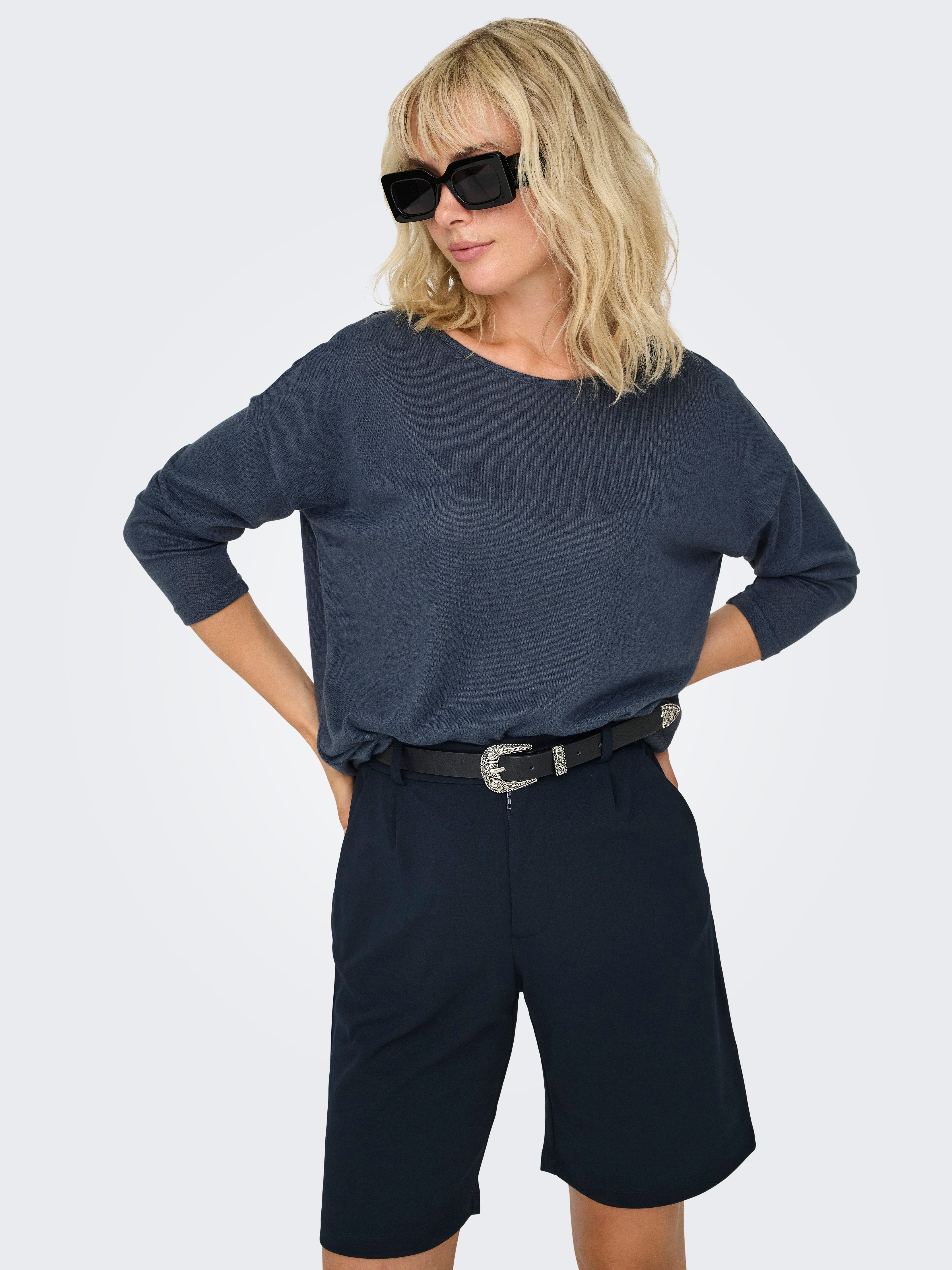 Only Shirt met 3/4 mouwen ONLELCOS 4/5 SOLID TOP