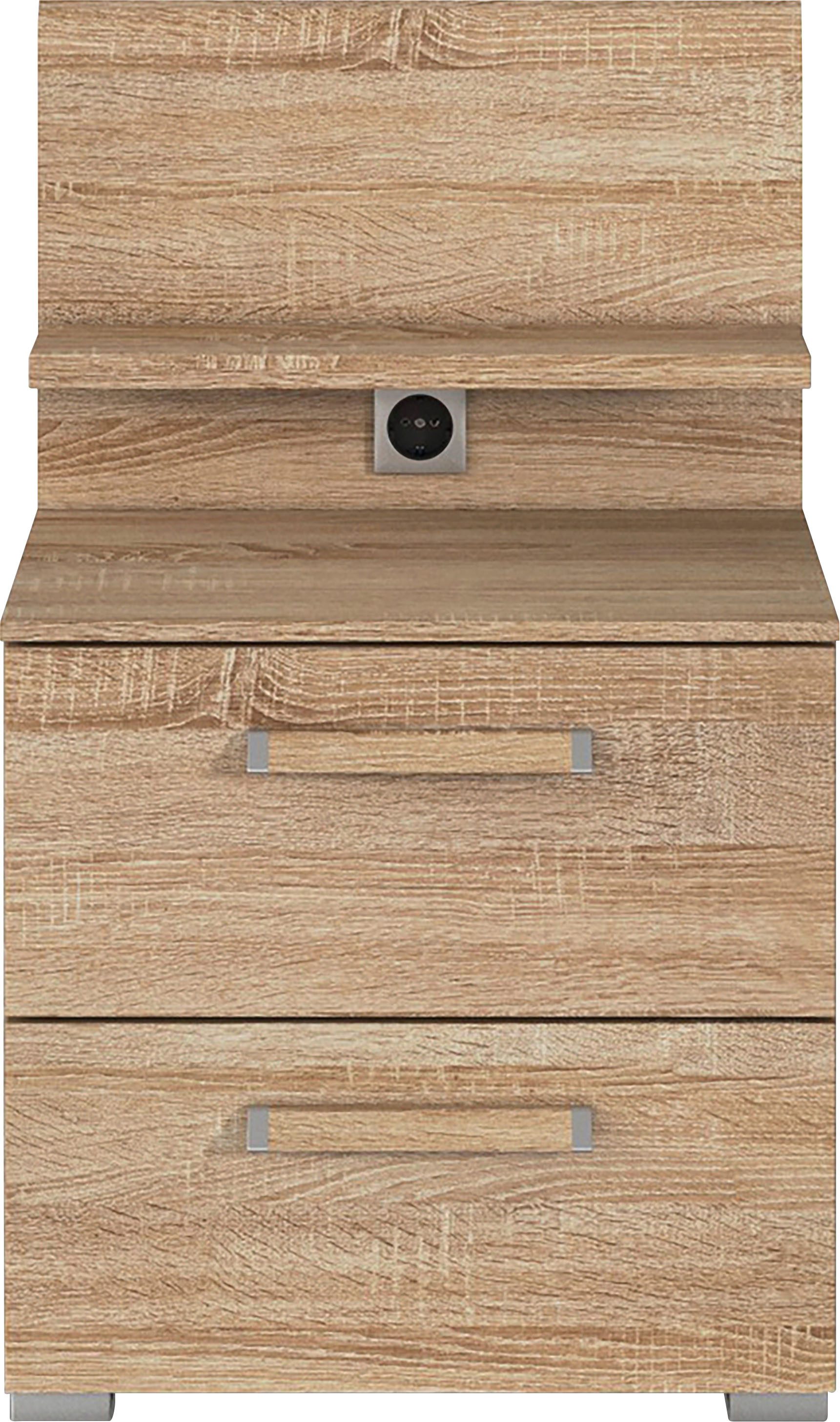 rauch Nachtkastje Nachtconsole Commode EVELYN in elegante stijl 2 ladenpaneel met stopcontact made in germany