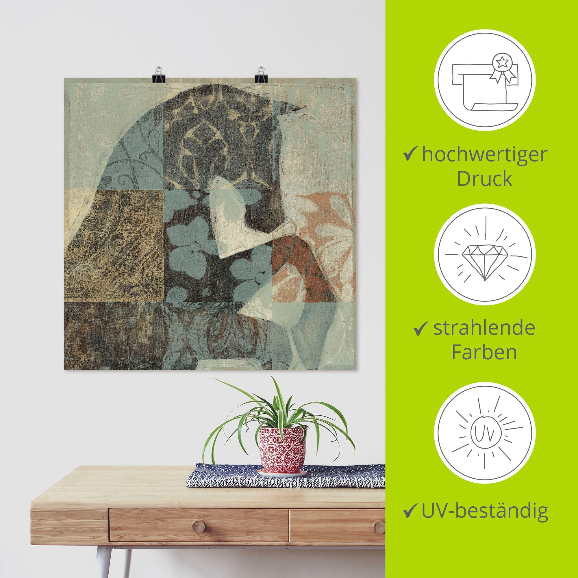 Artland Artprint Gedessineerd paard II als artprint op linnen, poster in verschillende formaten maten