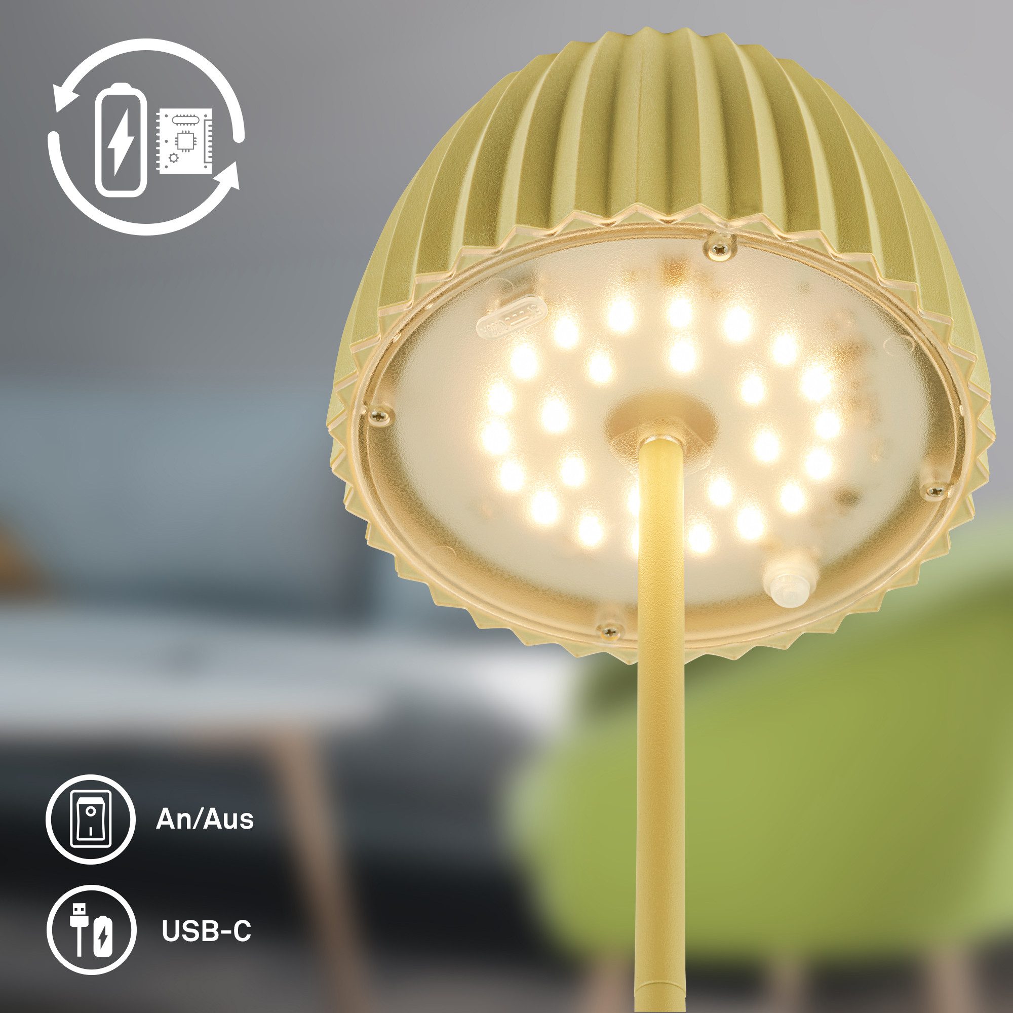 Briloner Leuchten Led-tafellamp Accu LED tafellamp, groen