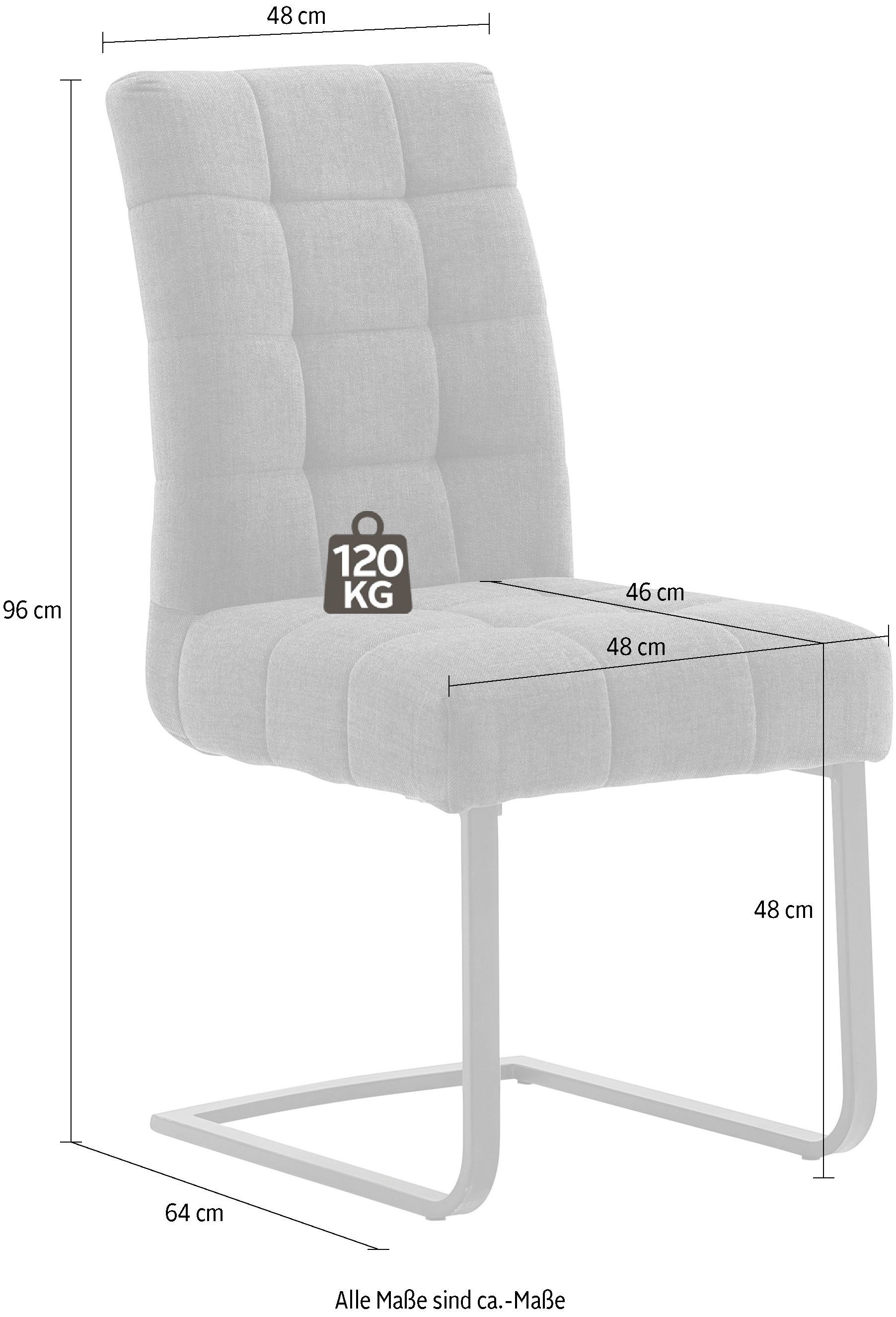 MCA furniture Vrijdragende stoel Salta (2-set), frame vlakke buis, zwart mat gelakt, aqua clean bekleding (2 stuks)