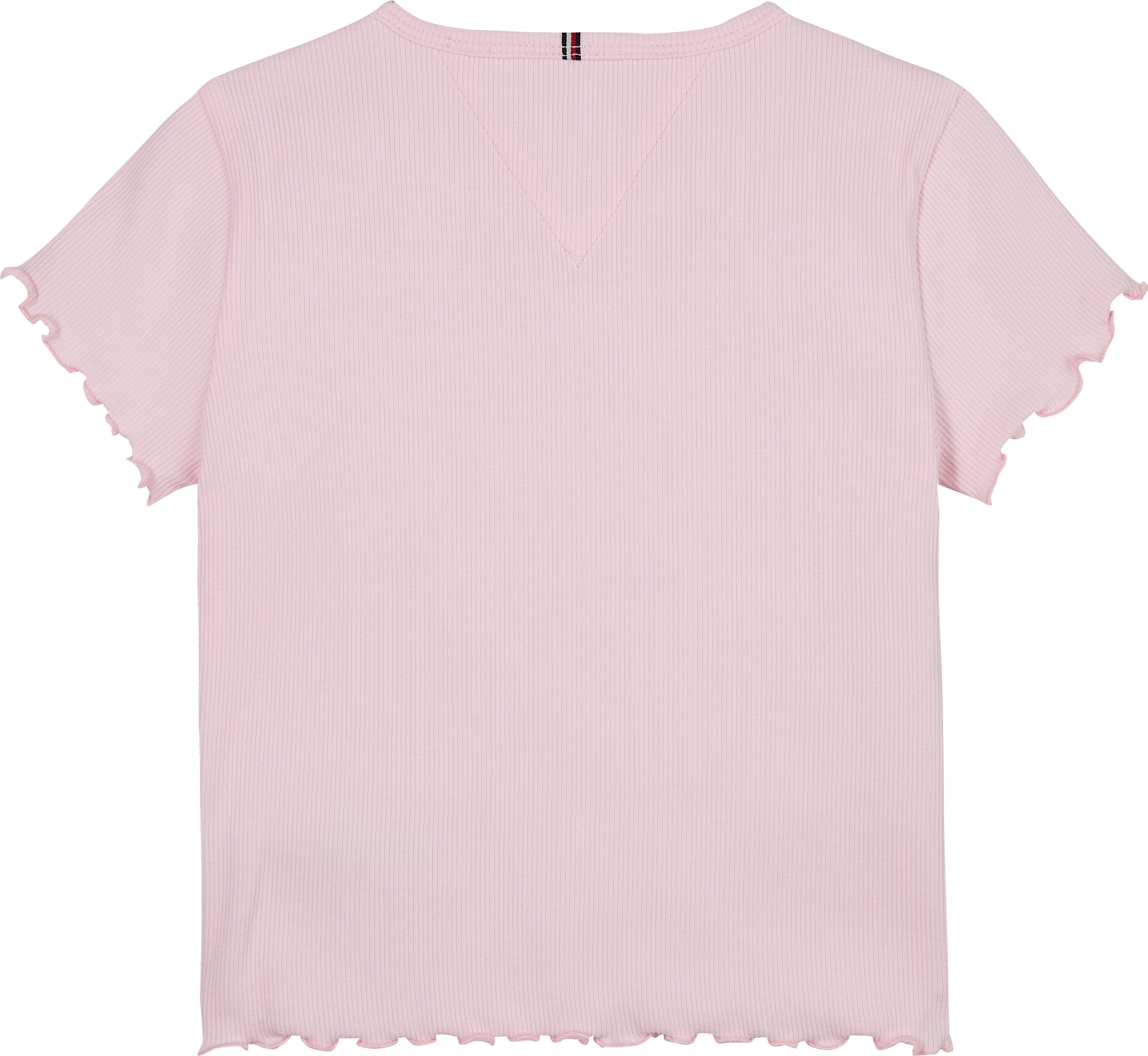 Tommy Hilfiger T-shirt ESSENTIAL RIB TOP SS met babylock-randen, met logo-borduursel