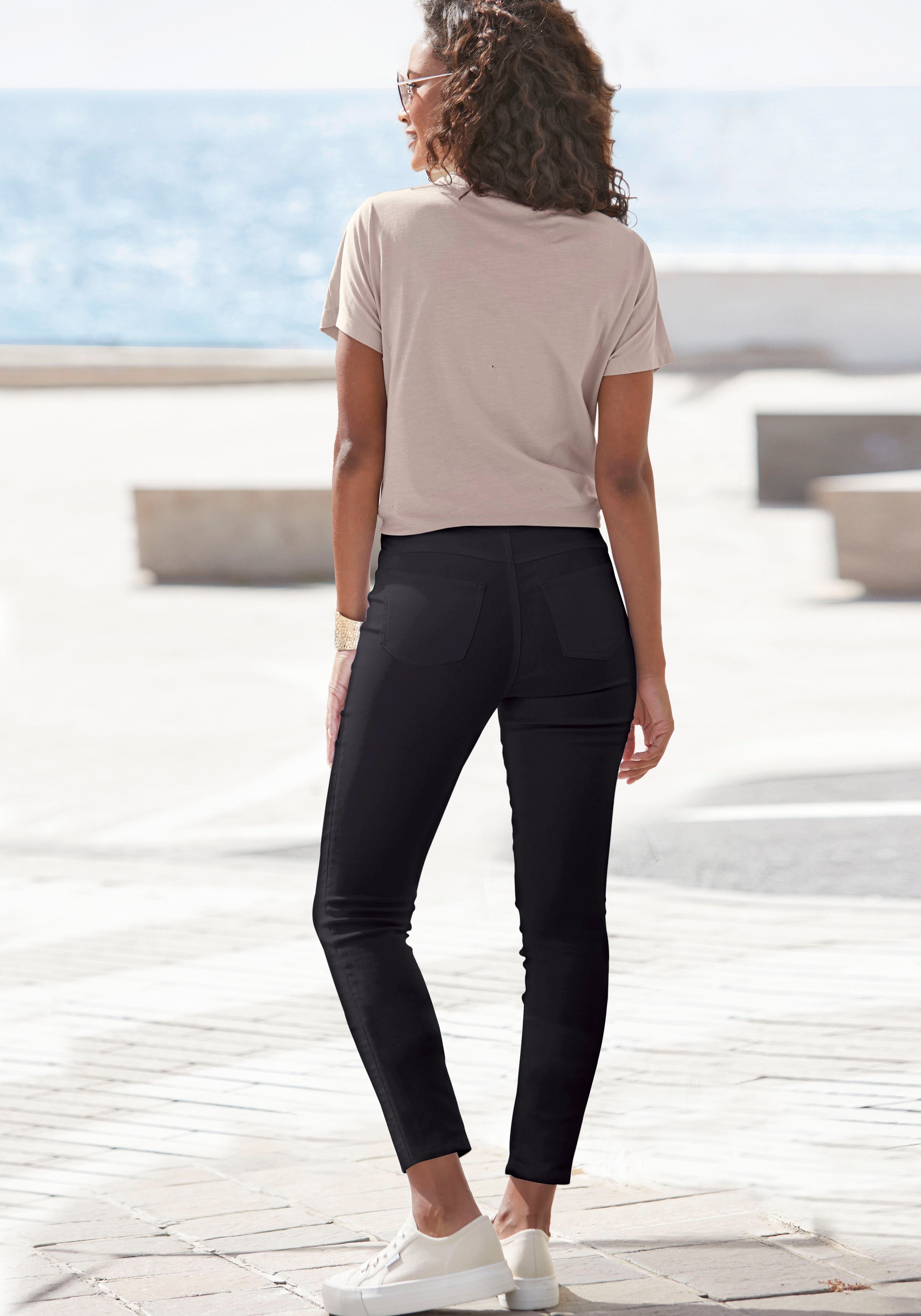 Vivance Jeggings met ritsdetails, elastische skinny jeans, basic