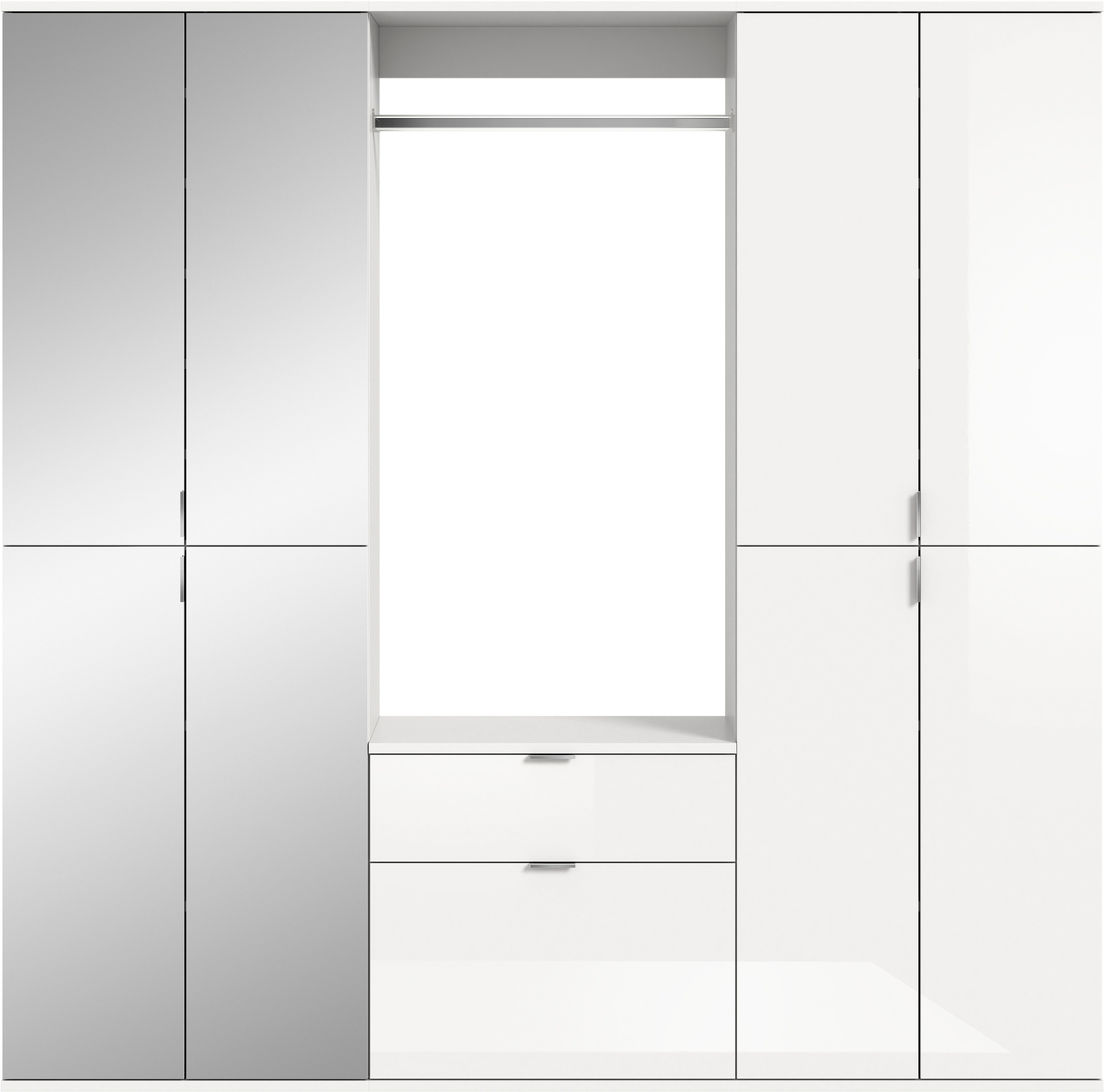 INOSIGN Halmeubelset Trondheim, Breedte 183 cm, 5-delig, bestaande uit: 2x garderobekast, 1 commode, 1 kledingstang, 1 legplank (set, 4-delig)