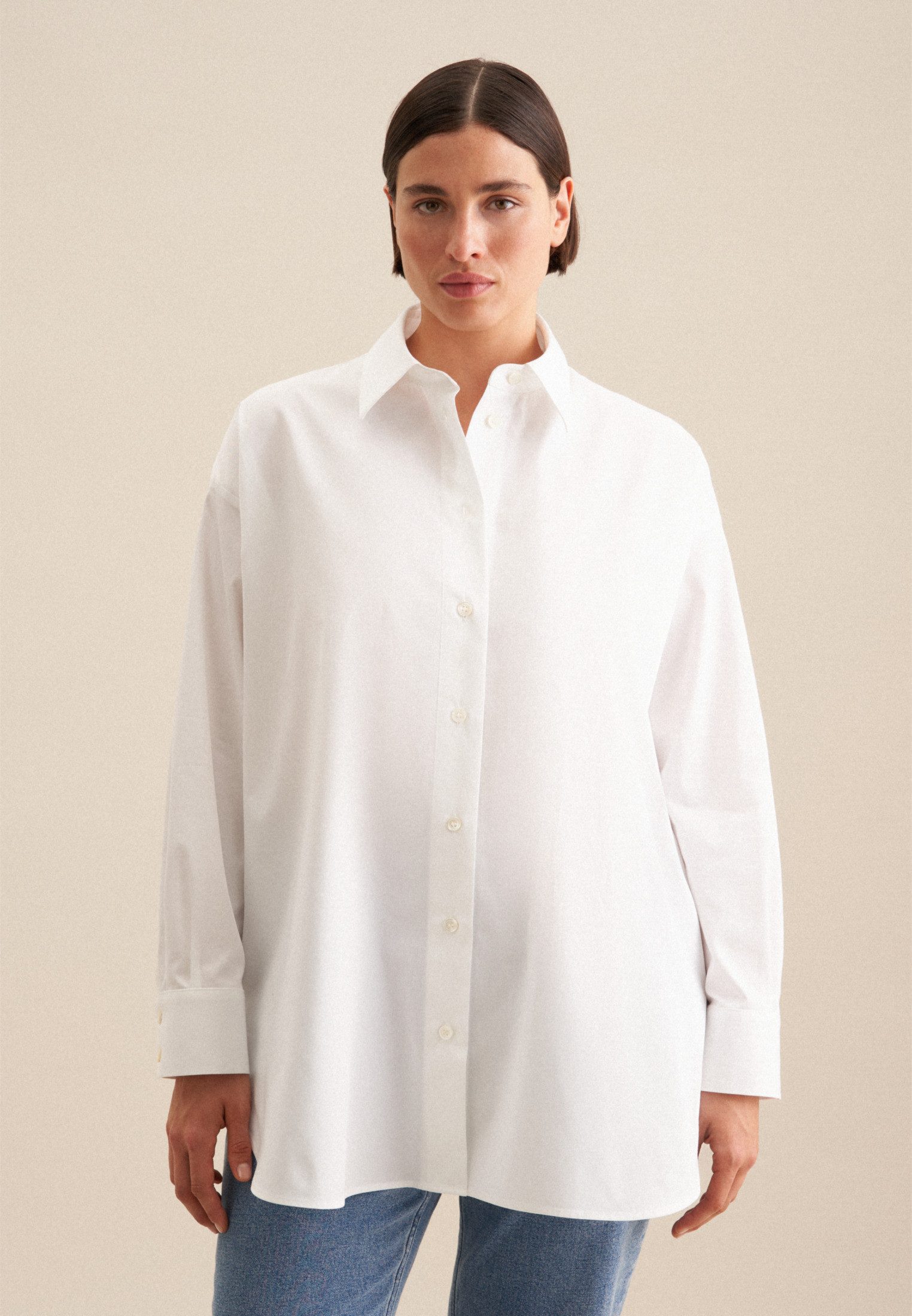 seidensticker Lange blouse Zwarte roos Lange mouwen kraag uni