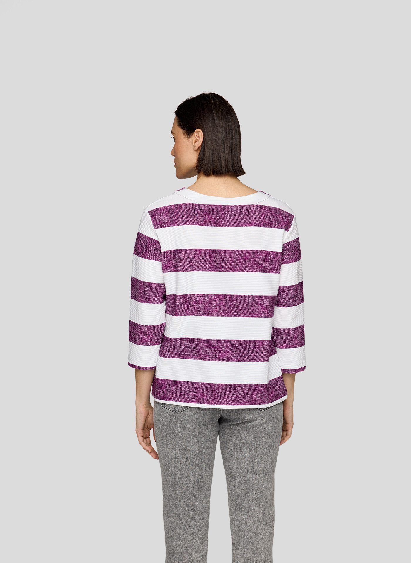 Rabe Shirt met 3/4 mouwen in streepdesign en met print