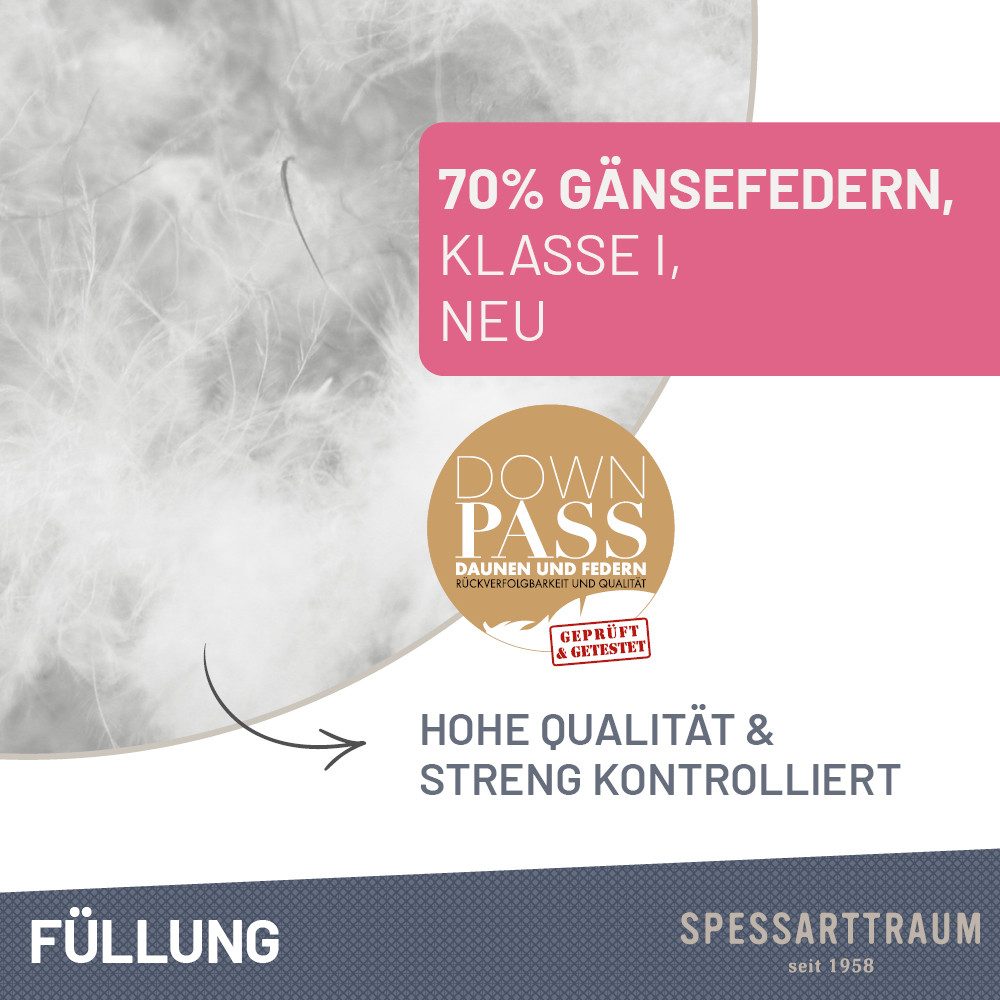 SPESSARTTRAUM Hoofdkussen met ganzenveren Premium, Kopfkissen 1-tlg. oder 2-tlg. 40x80 oder 80x80 cm gemaakt in duitsland, allergievriendelijk, set goedkoper