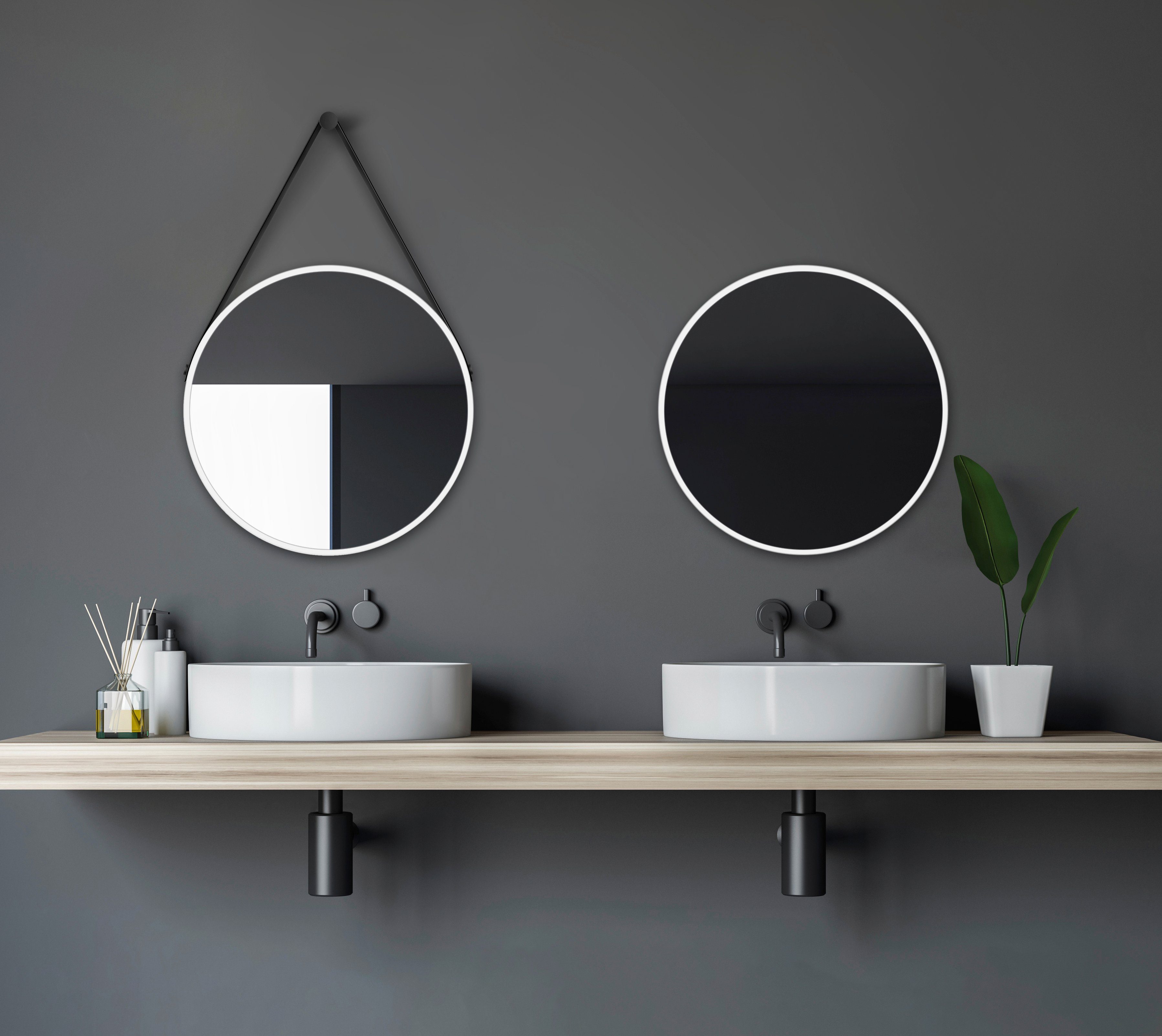 Talos Wandspiegel decoratieve ronde spiegel met aluminiumframe, ø 50 cm