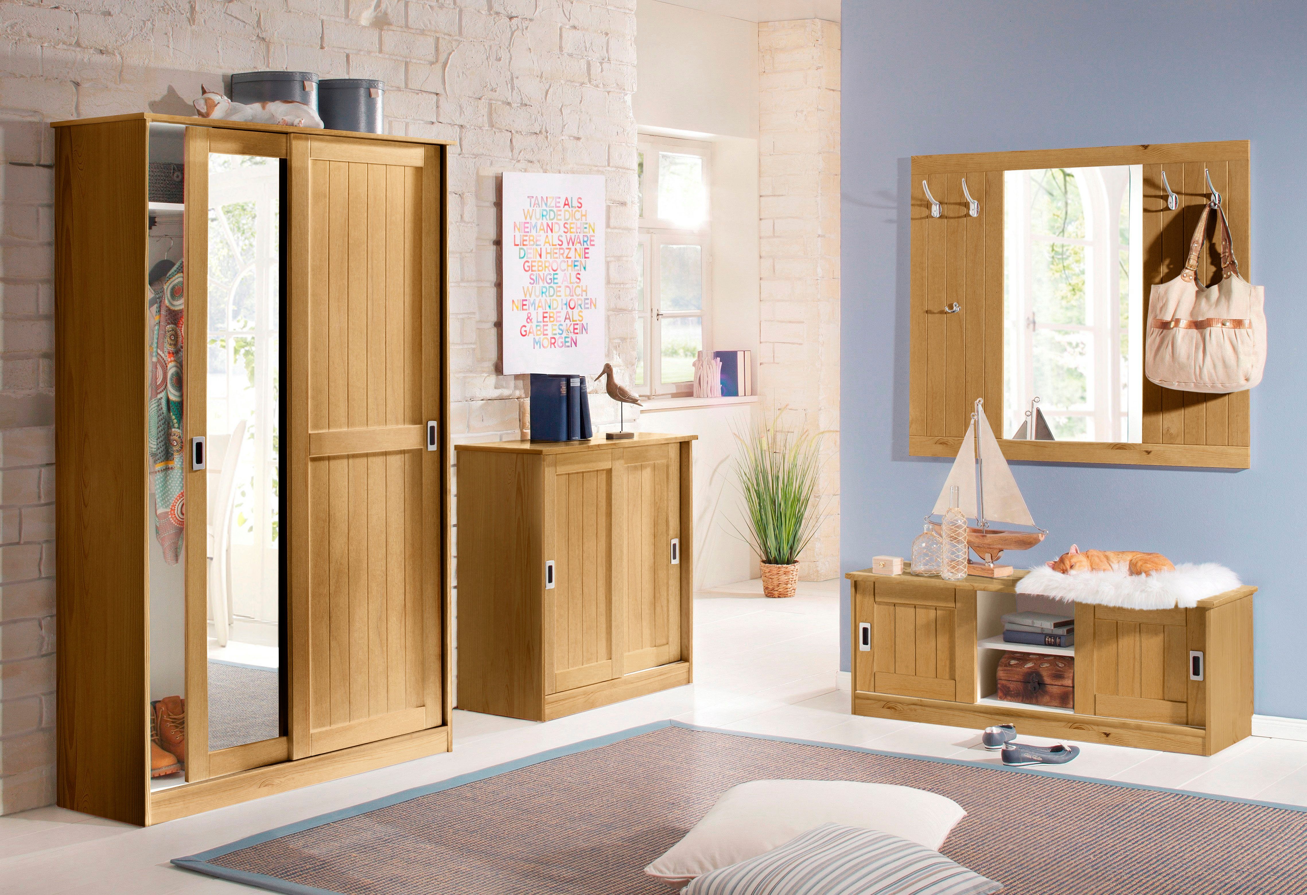 Home affaire Kledingkast Nekso met spiegel, breedte 114 cm, van mdf of massief hout, fsc®