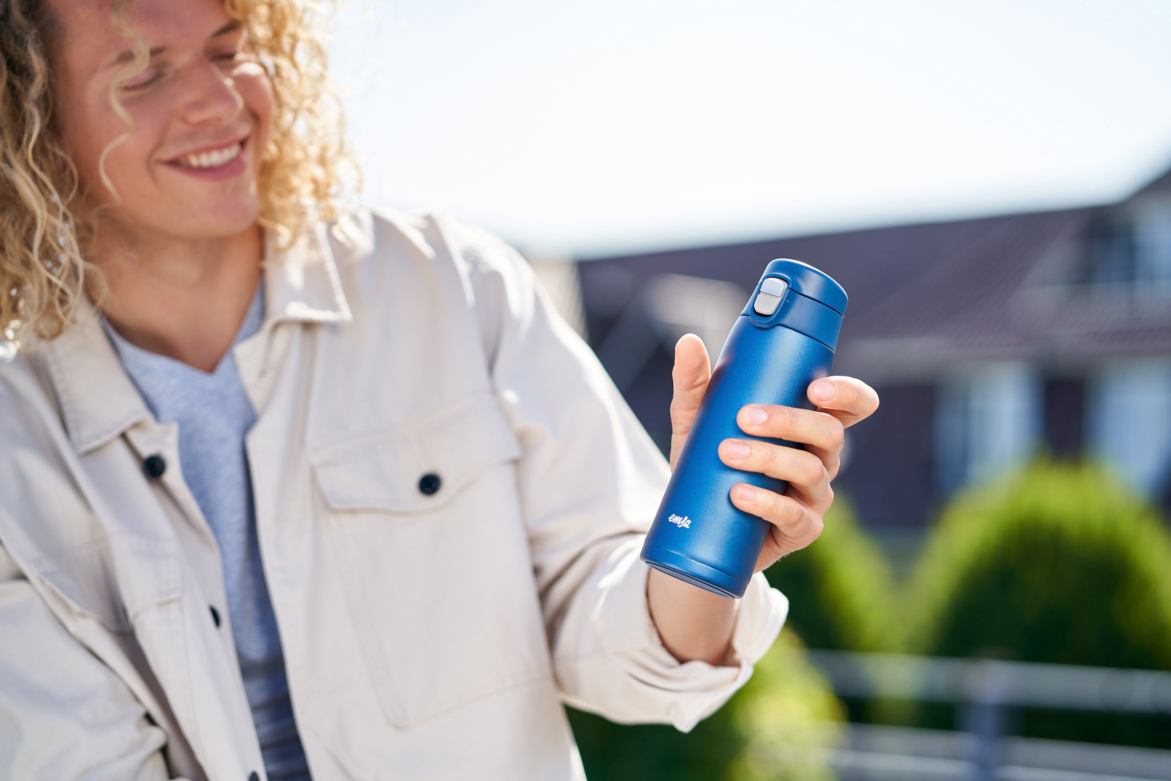 Emsa Thermosbeker Travel Mug Light 0,4l, roestvrij staal, 100% dicht, 8u warm/16u koud