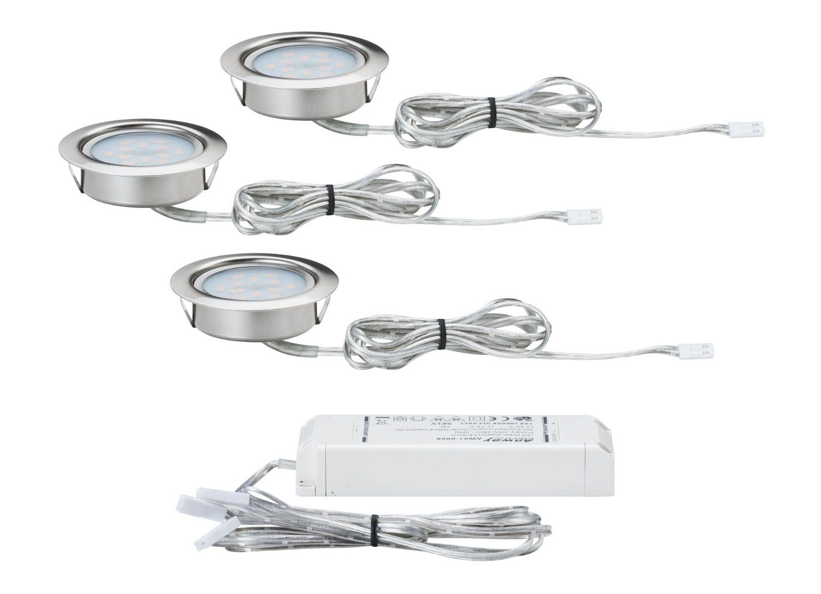 Paulmann Verlichting voor onderkast 3x4,5W 12VA 230V/350mA 65mm Geborsteld metaal, 3-set (3 stuks)
