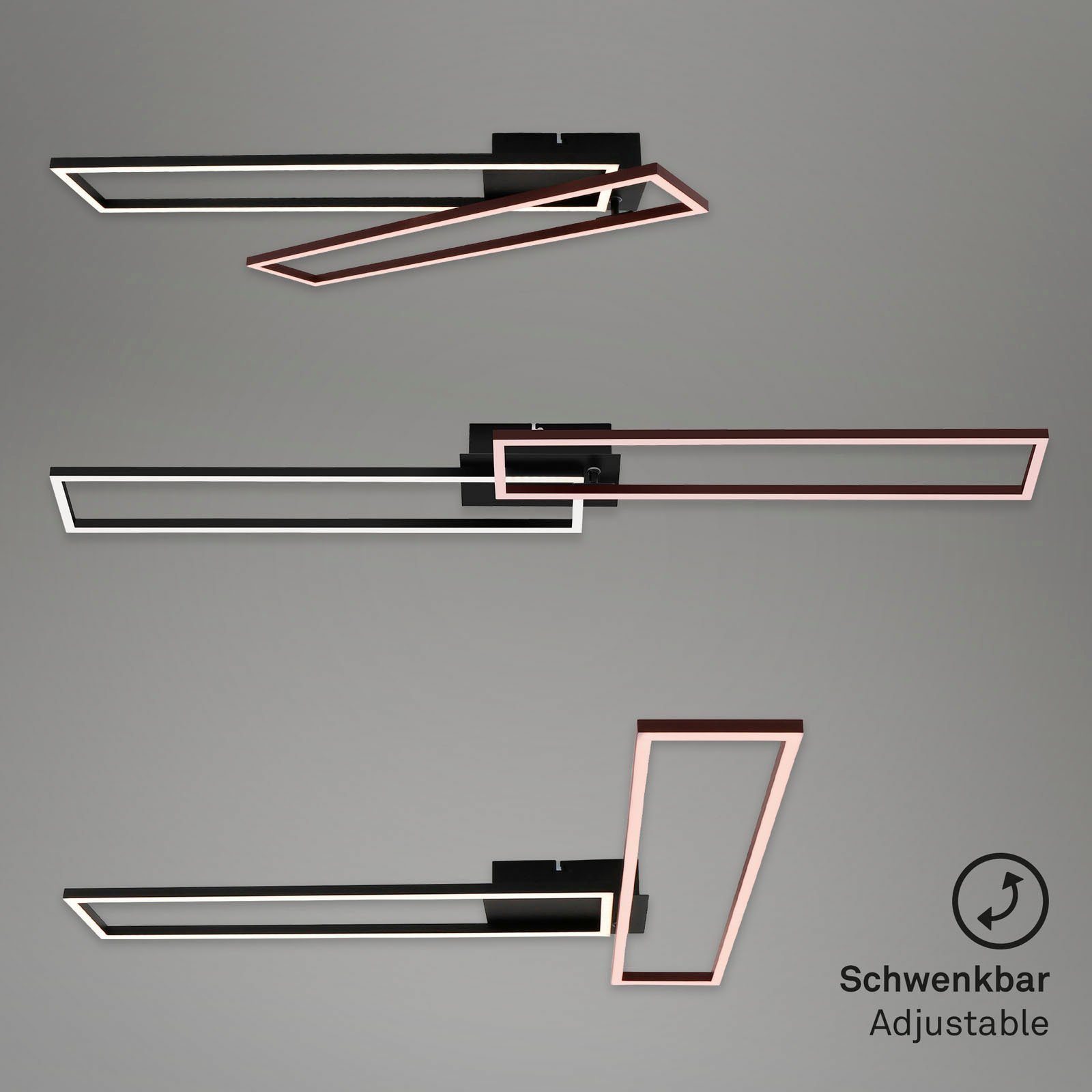 Briloner Leuchten Led-plafondlamp 3145015 FRAME Plafondlamp, 110x24,8x7,8 cm, zwart, 40W, woonkamer, slaapkamer