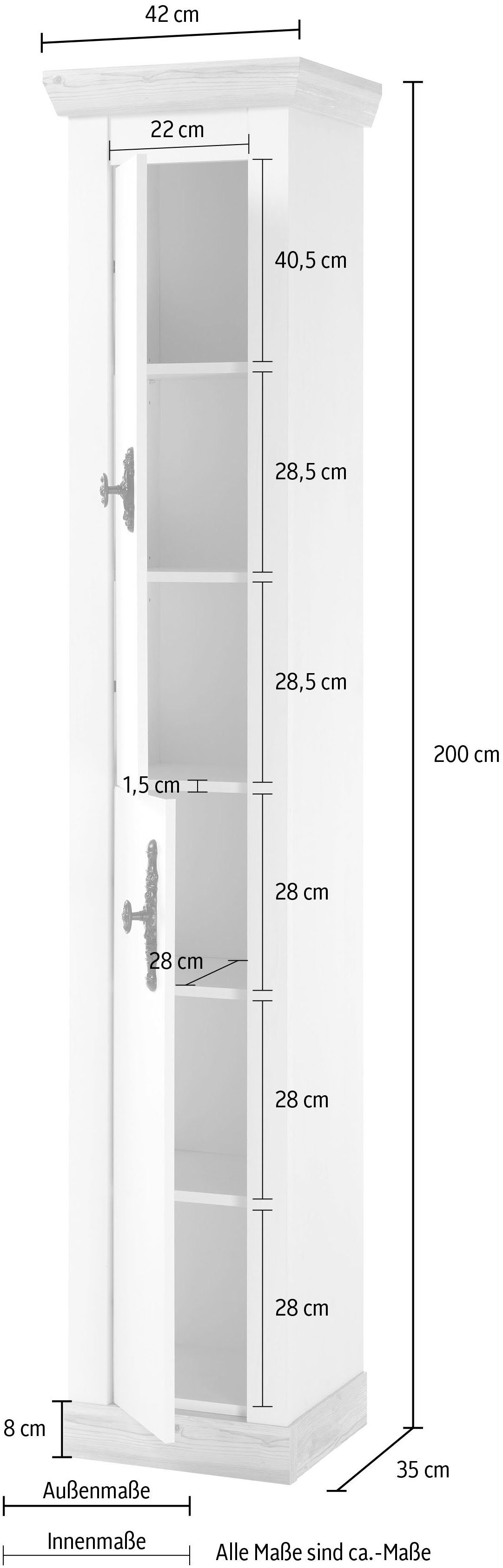 Home affaire Hoge kast Florenz, badkamerkast in landhuisstijl, kast met metalen handgrepen