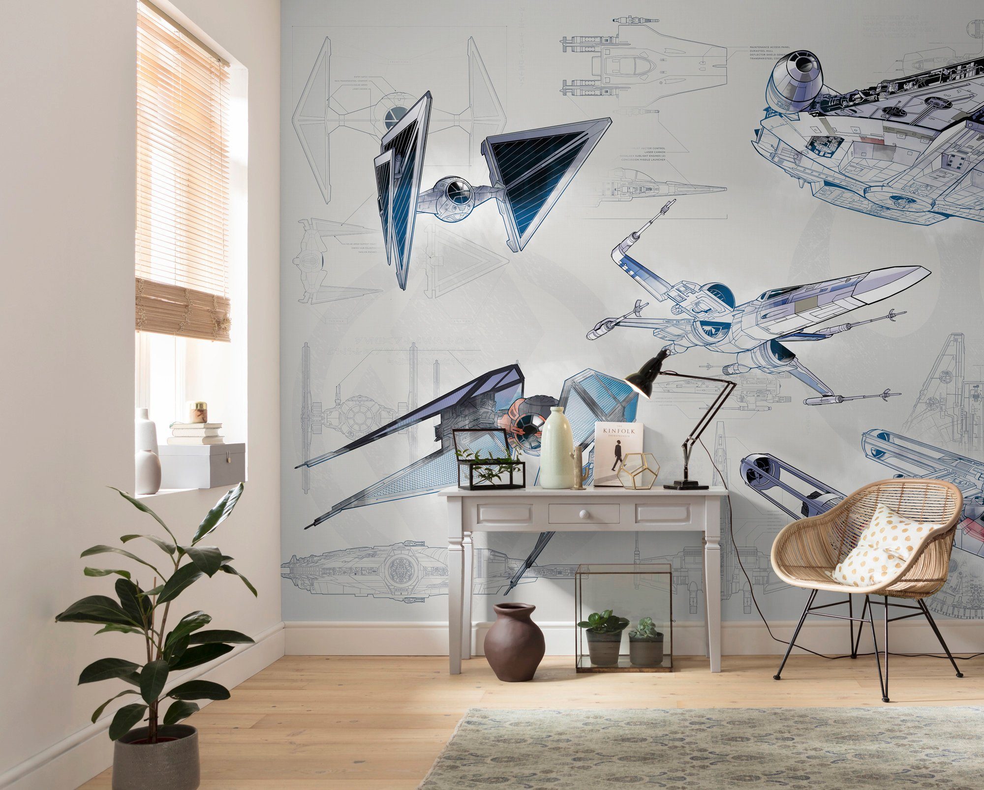 Komar Vliesbehang Digitale print vlies - Star Wars Blueprint Light - Afmeting 400 x 280 cm (set)