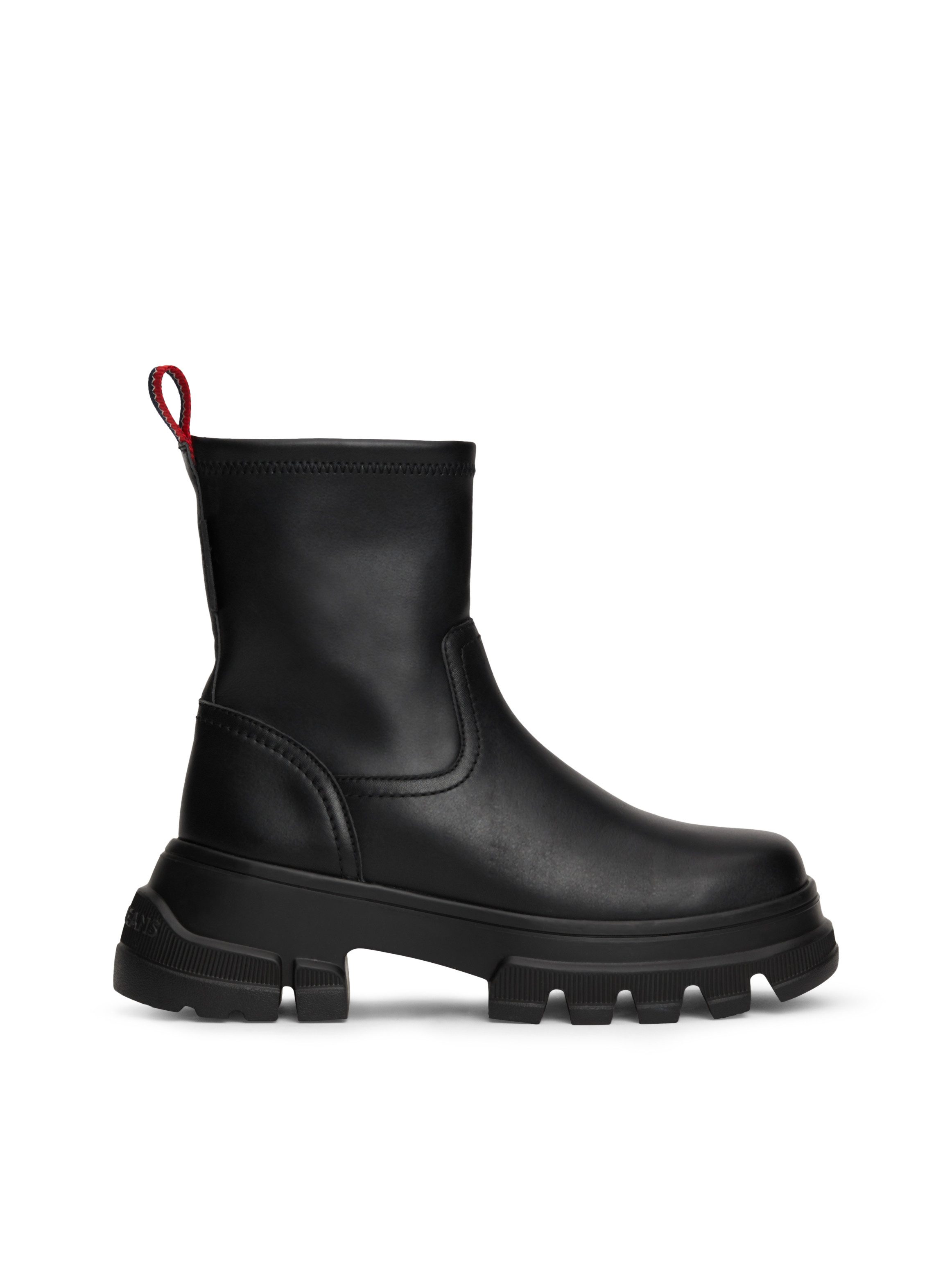 TOMMY JEANS Laarsjes TJW CHUNKY CHELSEA BOOT MIX MAT blokhak, plateau, instap laarzen, combat-boots met label