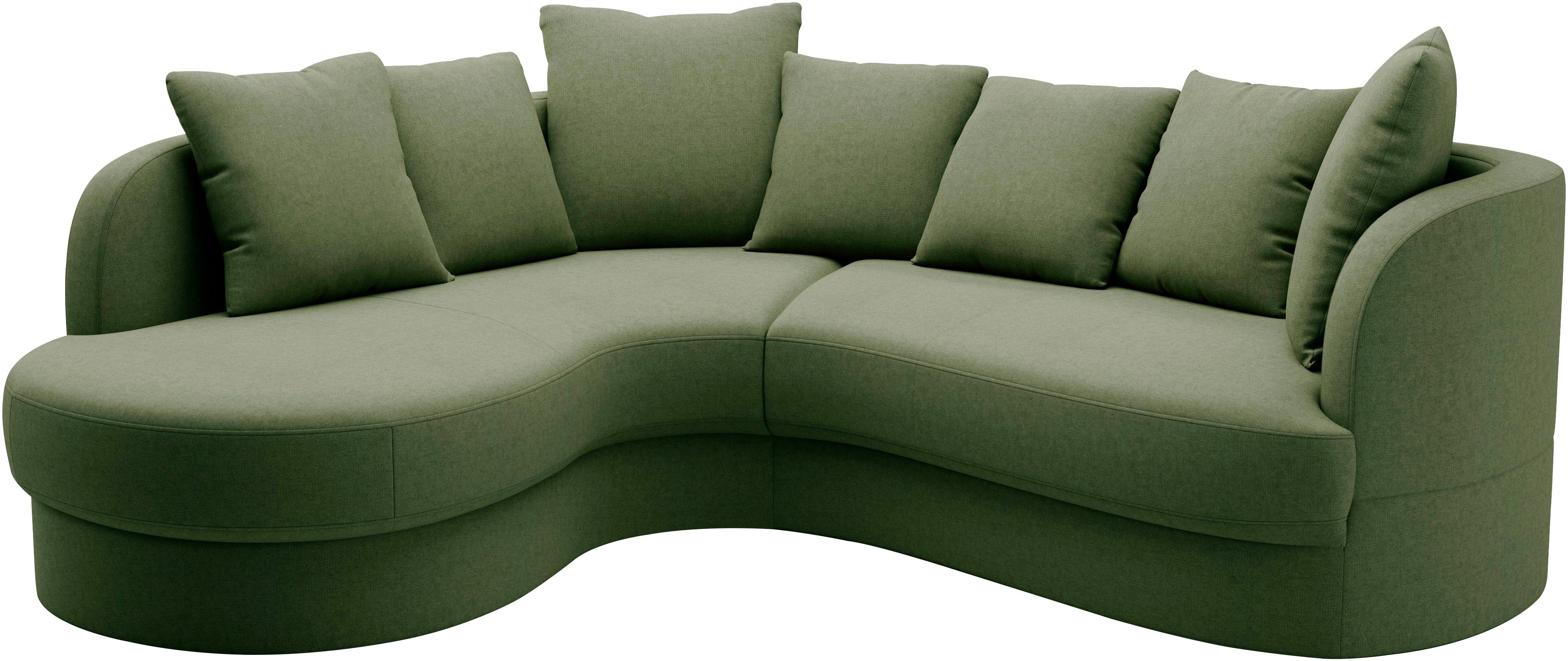 sit&more Hoekbank Samba L-vorm moderne organische vorm, inclusief 7 losse rugkussens
