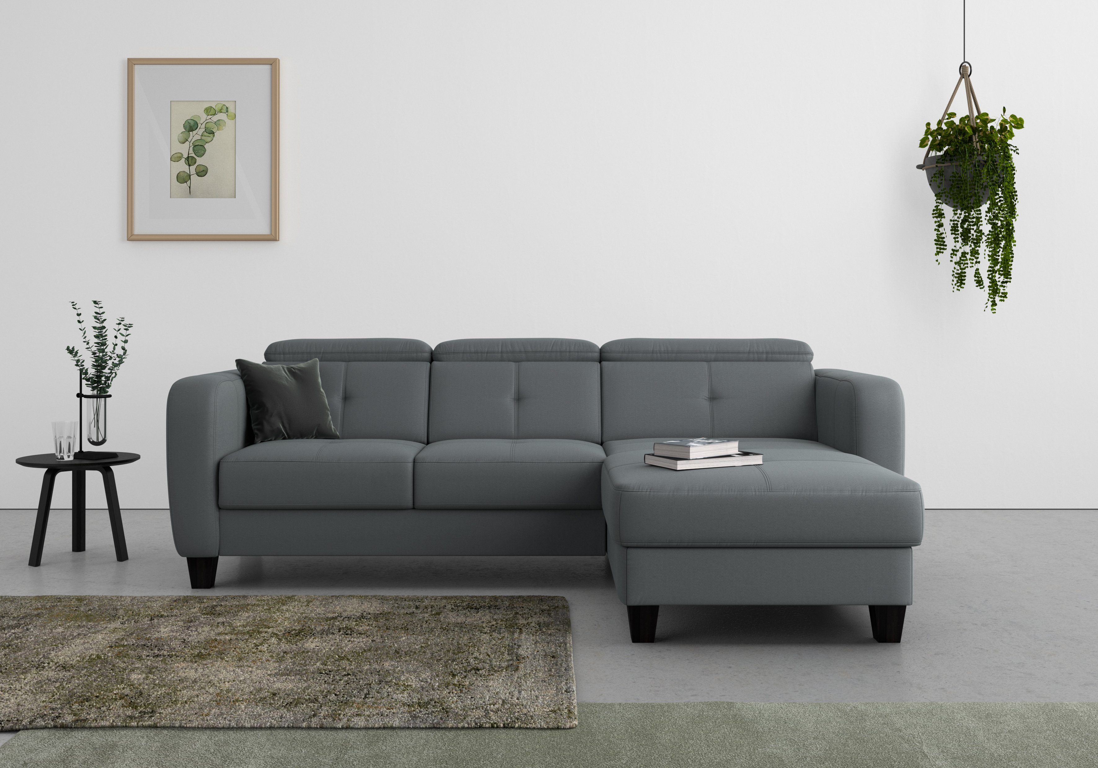 sit&more Hoekbank Belluci L-vorm met binnenvering, naar keuze met slaapfunctie en bedkist , hoekbanken, Zonder slaapfunctie-zonder bedkist, ohne